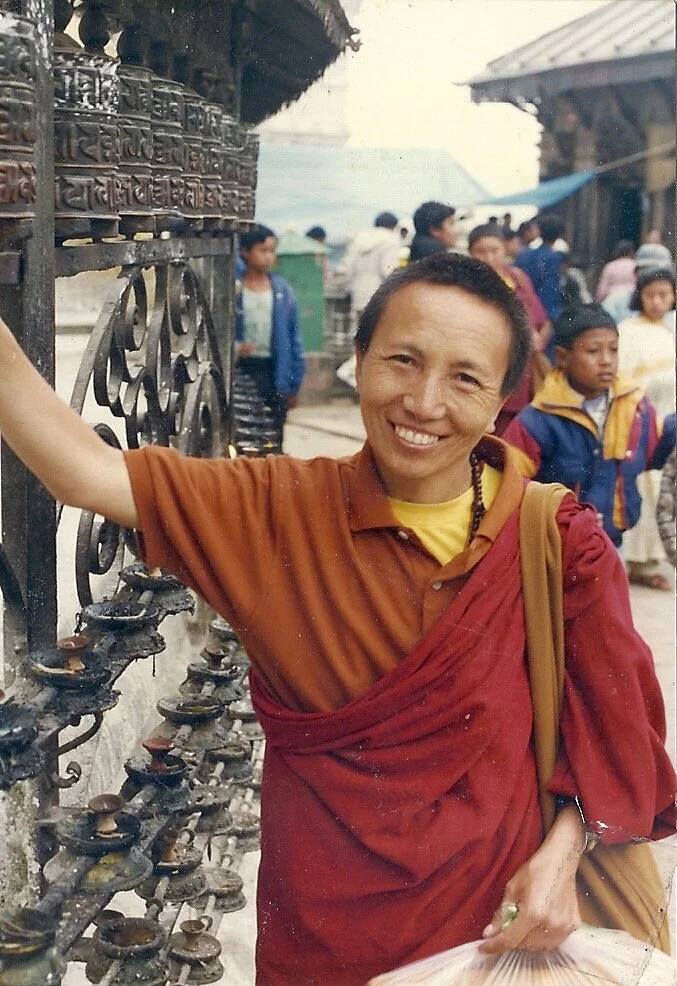 “Spiti” Ani Chodron, disciple of Thinley Norbu, Swayambunath, Nepal 1997 (Photo by N. L. Drolma)