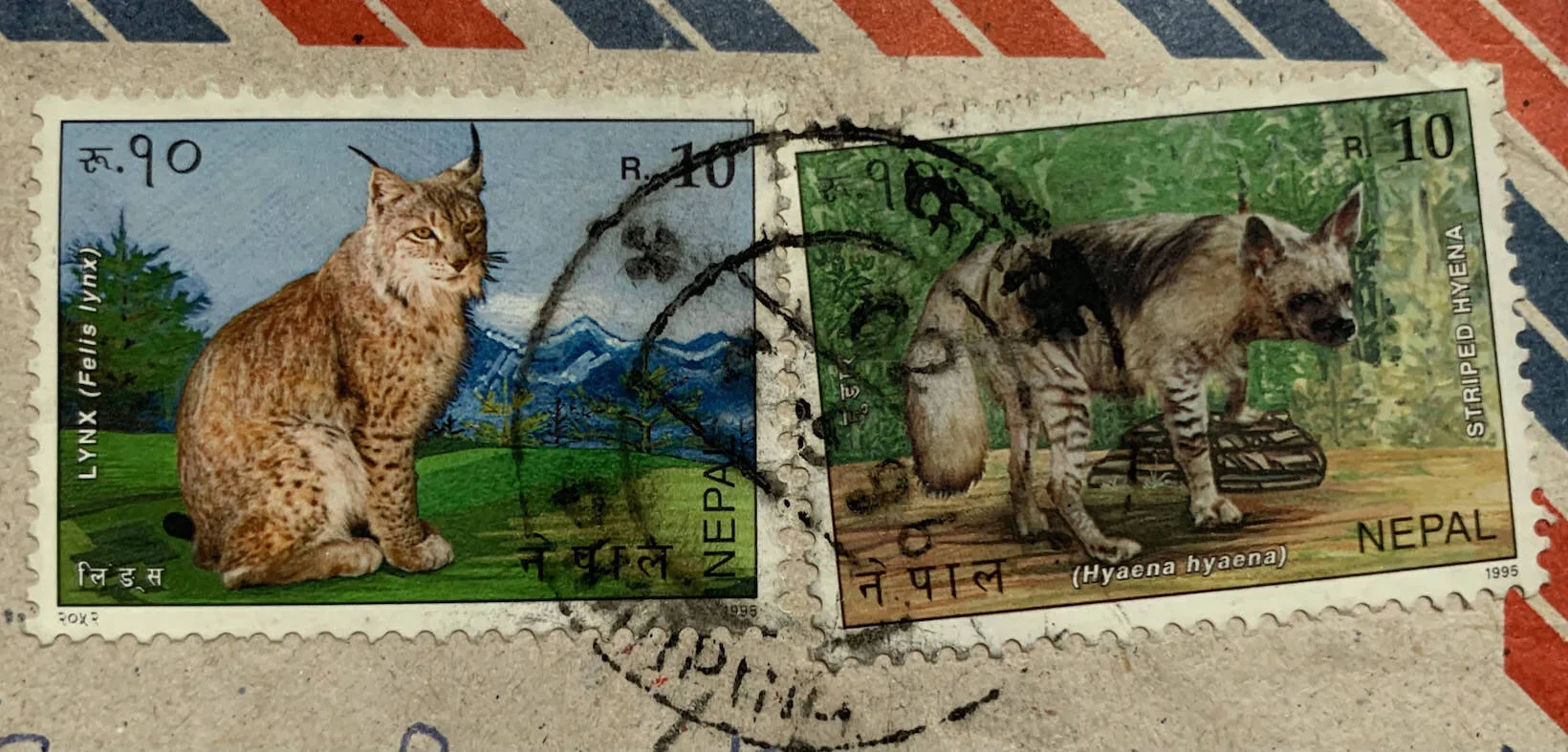 nepali-stamps-hyena-lynx