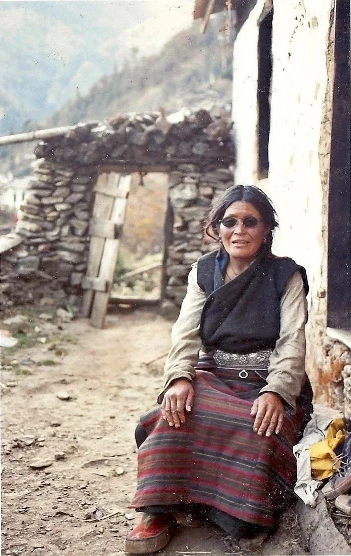 This  woman's poise and natural beauty moved me to take her photo;  she posed for the camera wearing my (prescription!) sunglasses. Solukhumbu, Nepal (1996)
