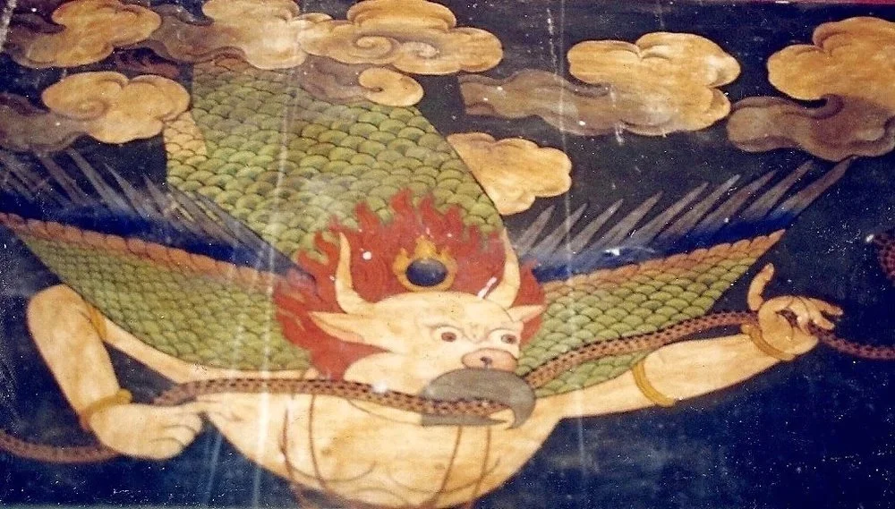 Garuda mural, royal palace chapel, Sikkim