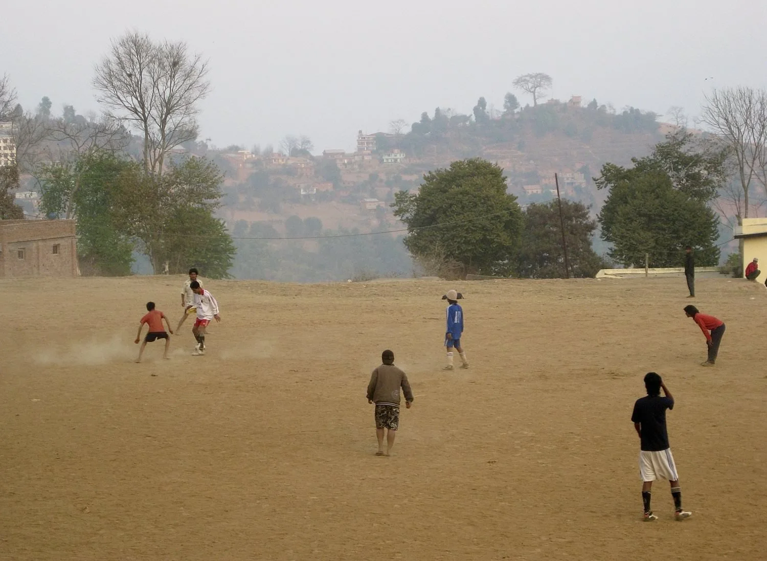 Soccer field by the bus stop, Pharping, Nepal