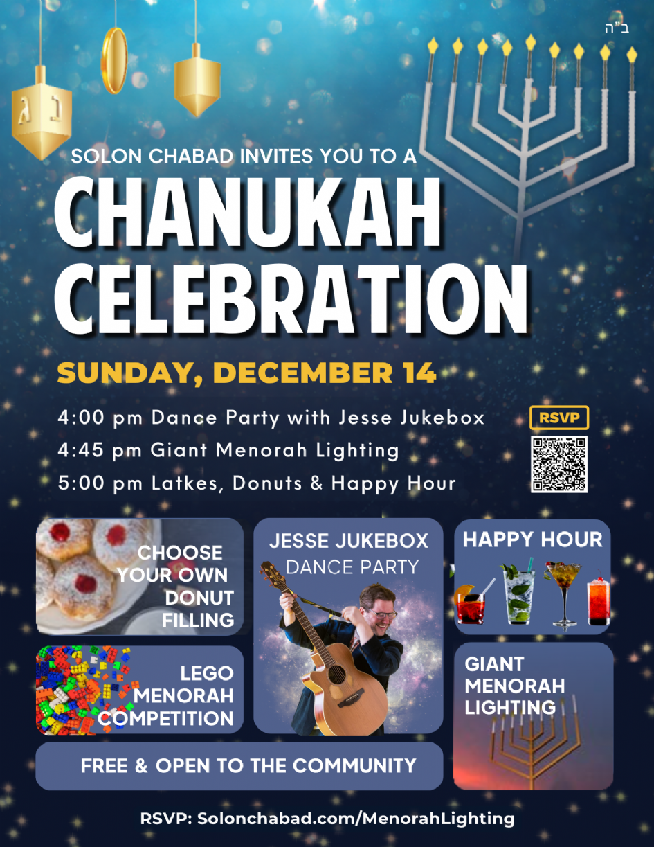 Chanukah Celebration at Solon Chabad W/DJ Terkey Sandwich