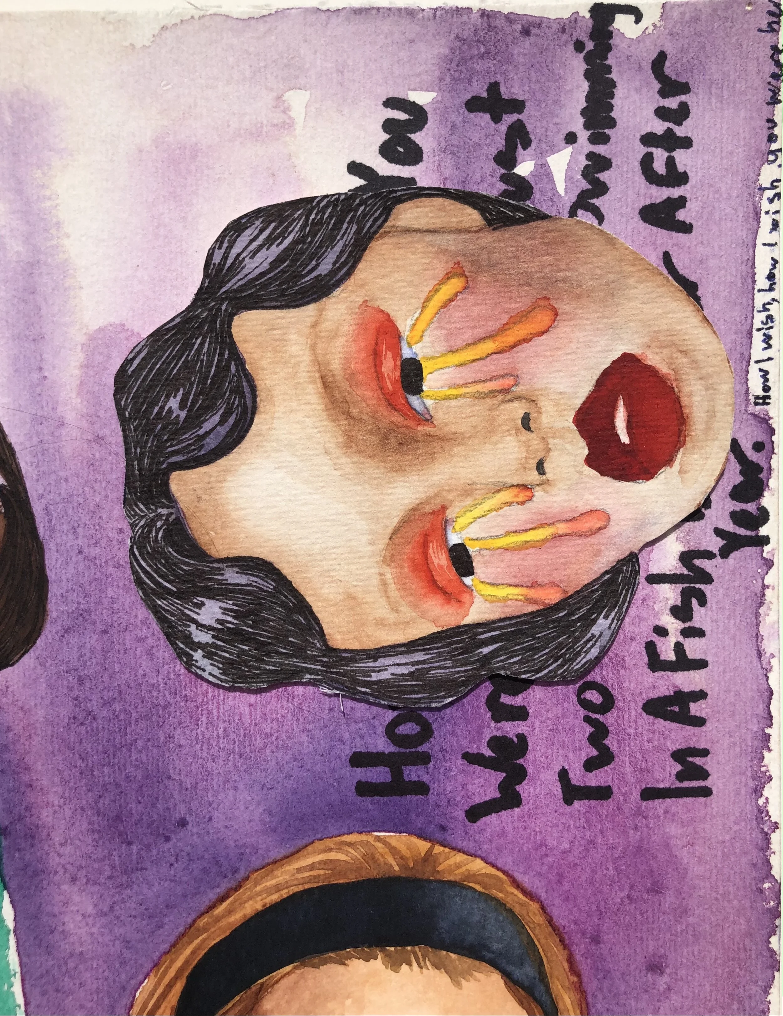 Don’t Look At Me Like That, watercolor on paper, 2019