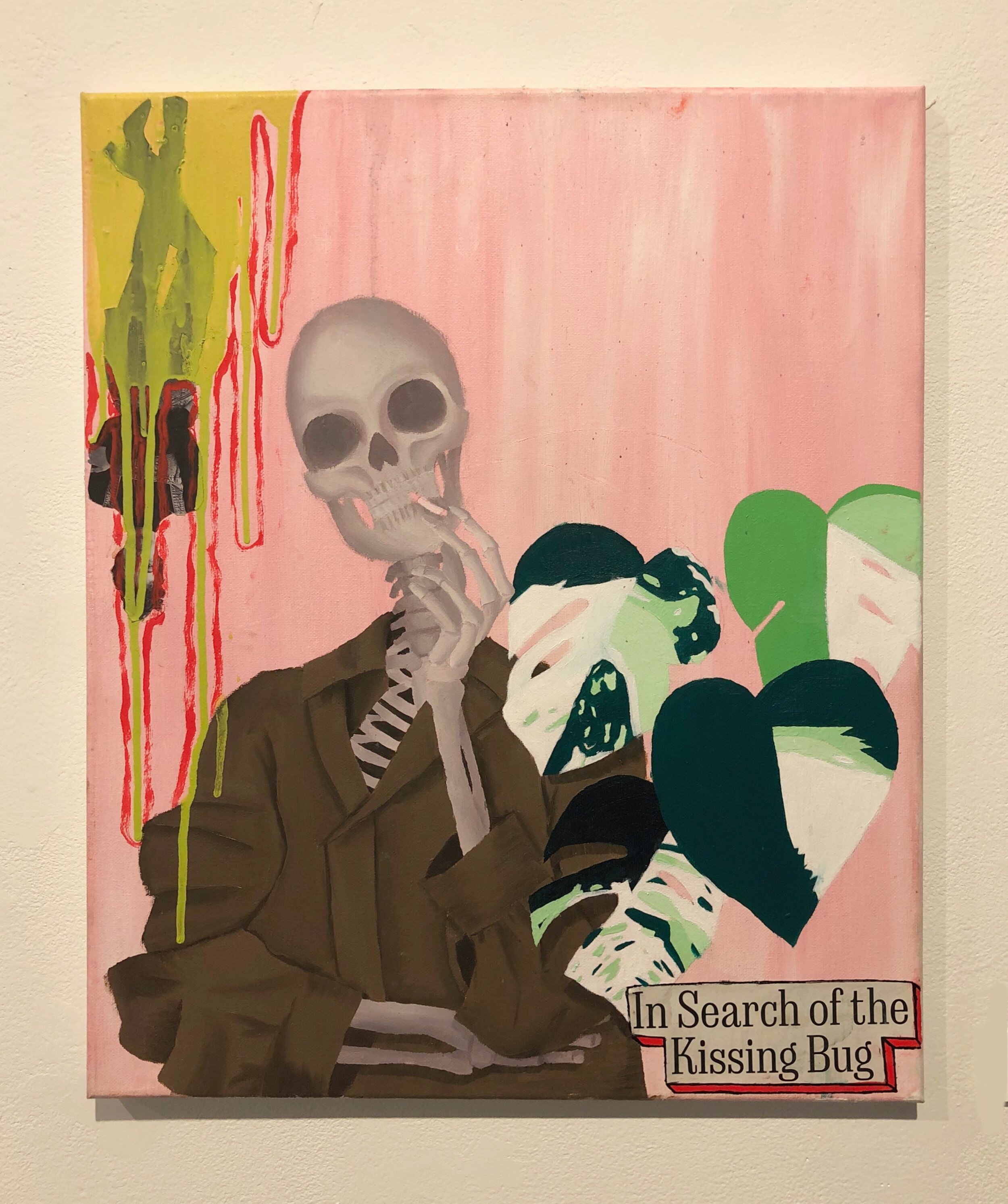 In Search Of The Kissing Bug, oil and collage on canvas, 2020