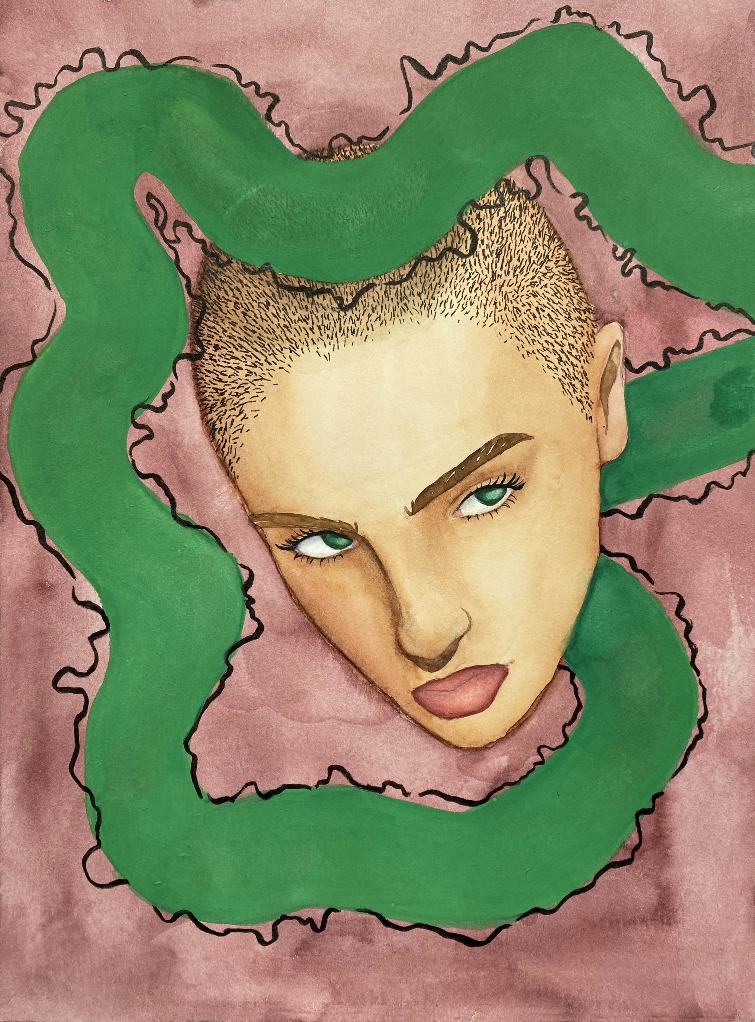 Train Of Thought, watercolor on paper, 2022