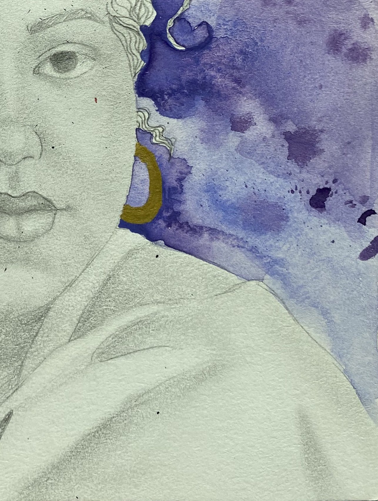 Wavy, pencil and watercolor on paper, 2021