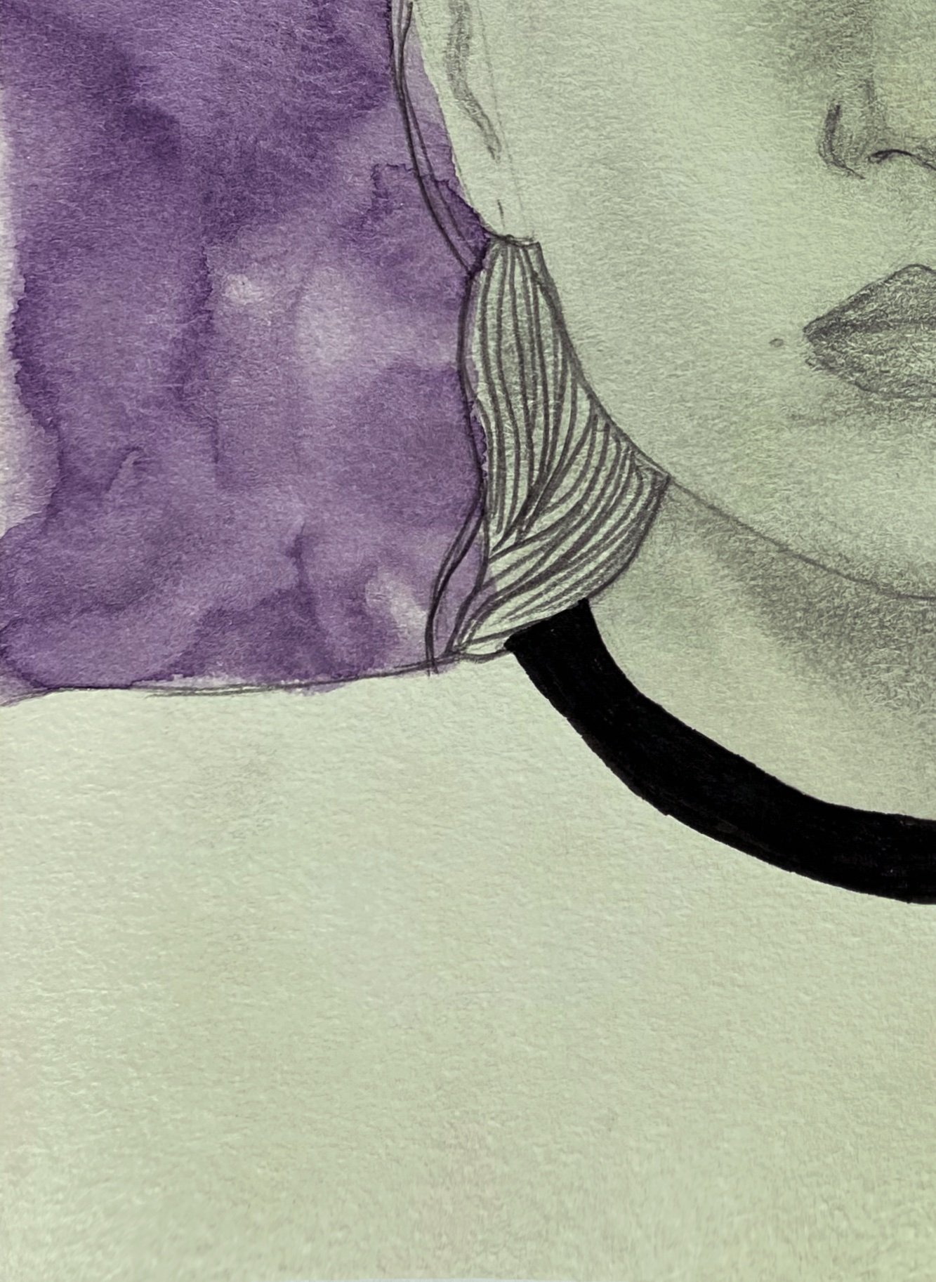 Purple Haze, pencil and watercolor on paper
