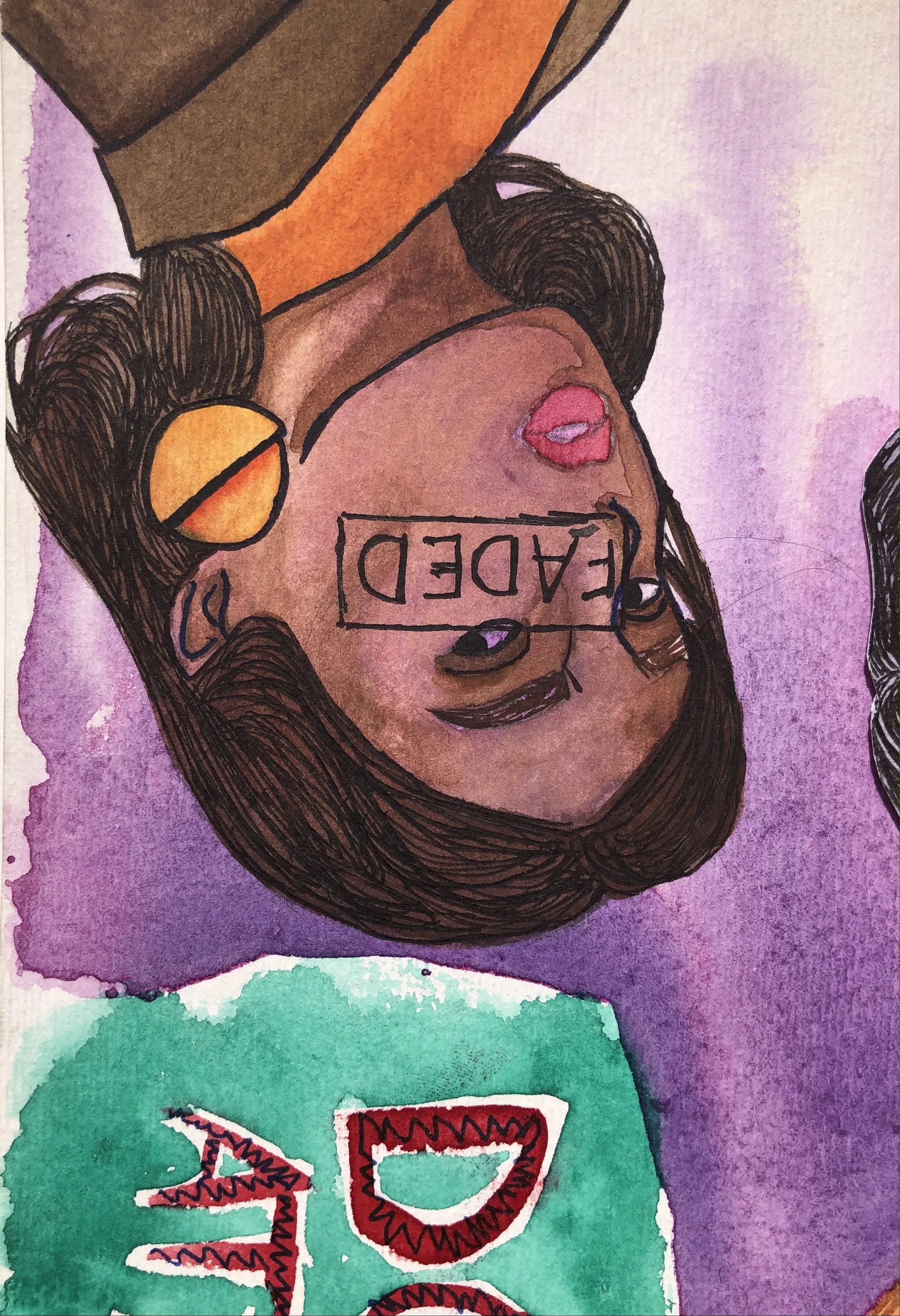 Don’t Look At Me Like That, watercolor on paper, 2019