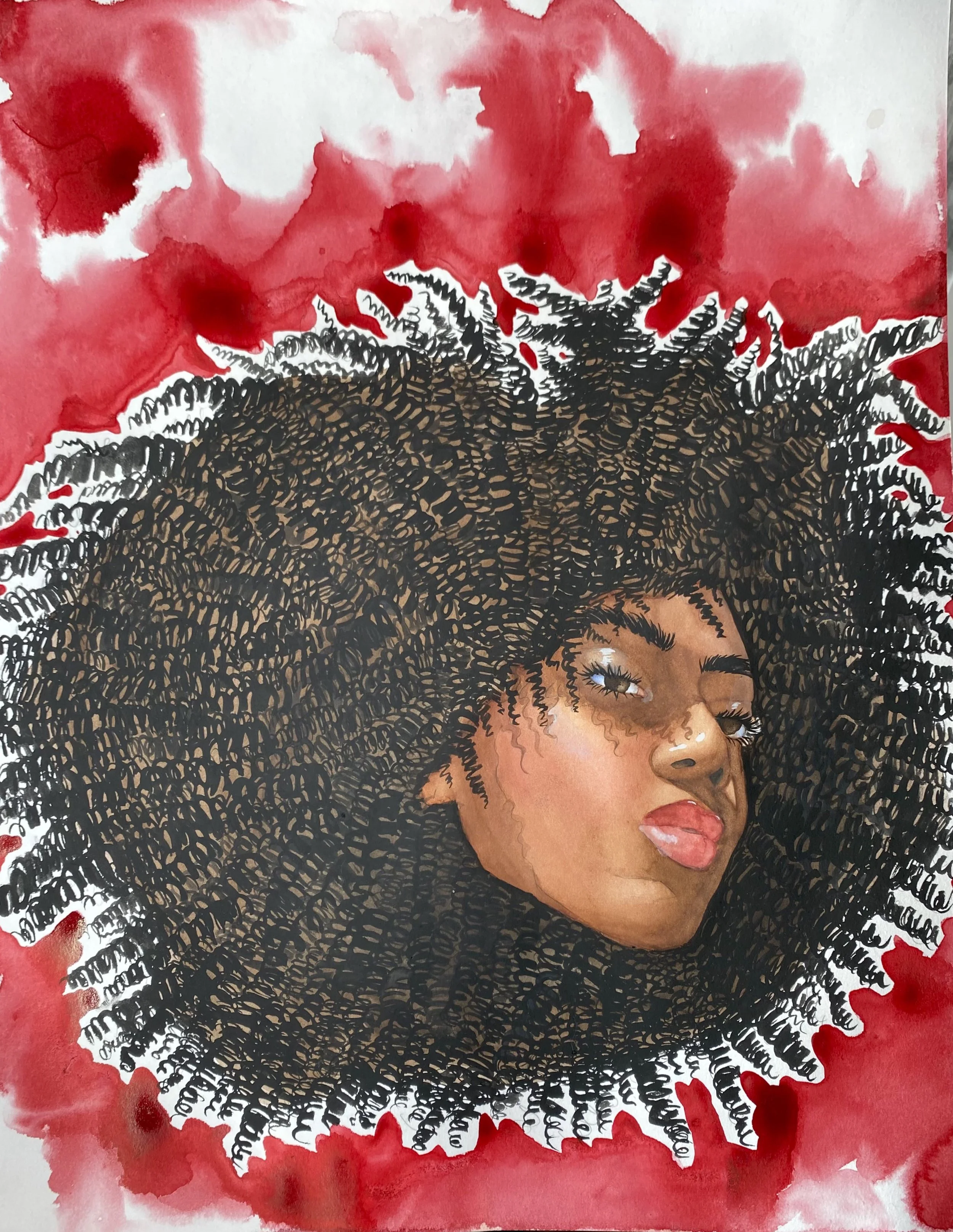 "The Calm Fire" watercolor on paper, 2023