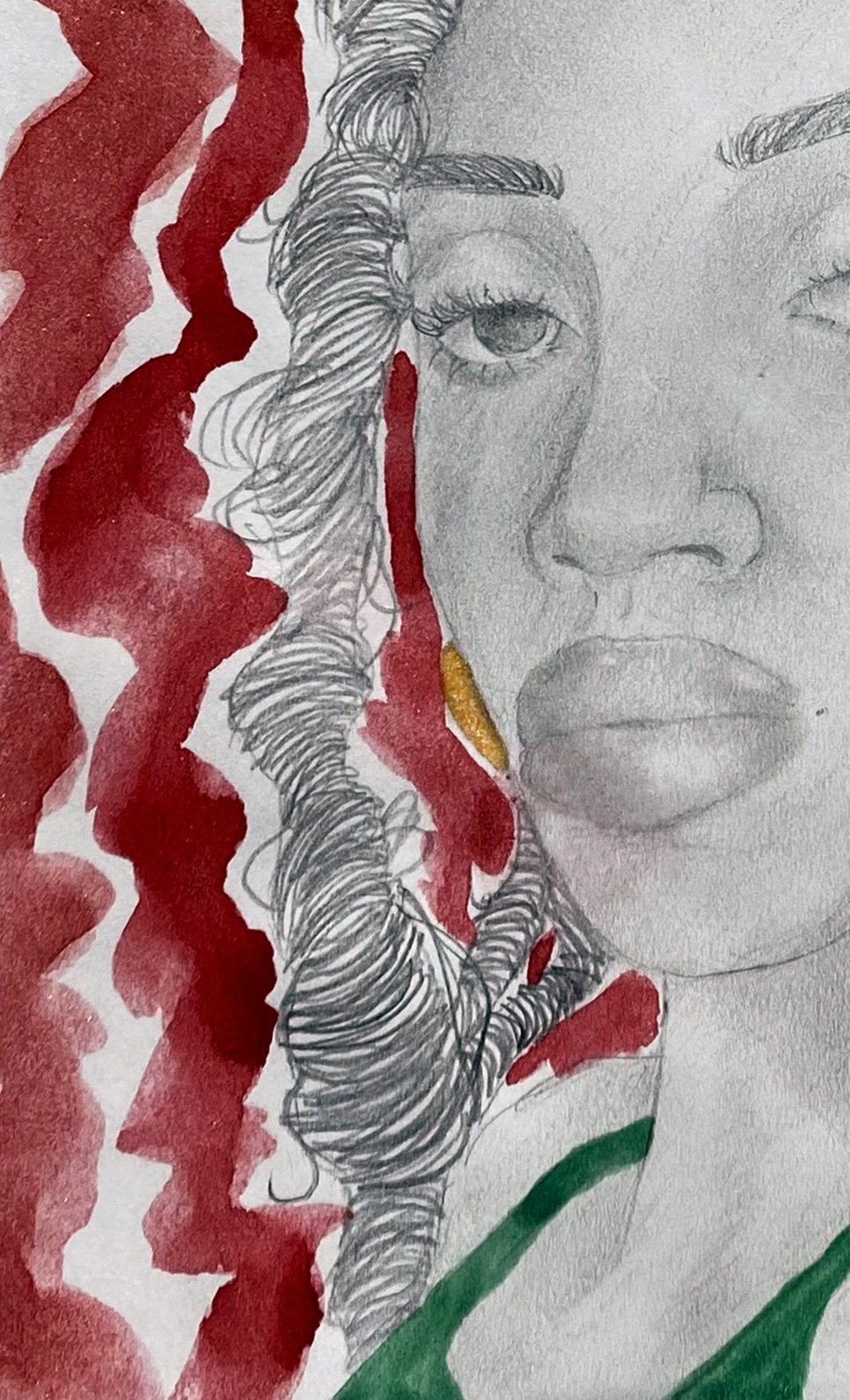 "Can I Help You?" watercolor and pencil, 2023