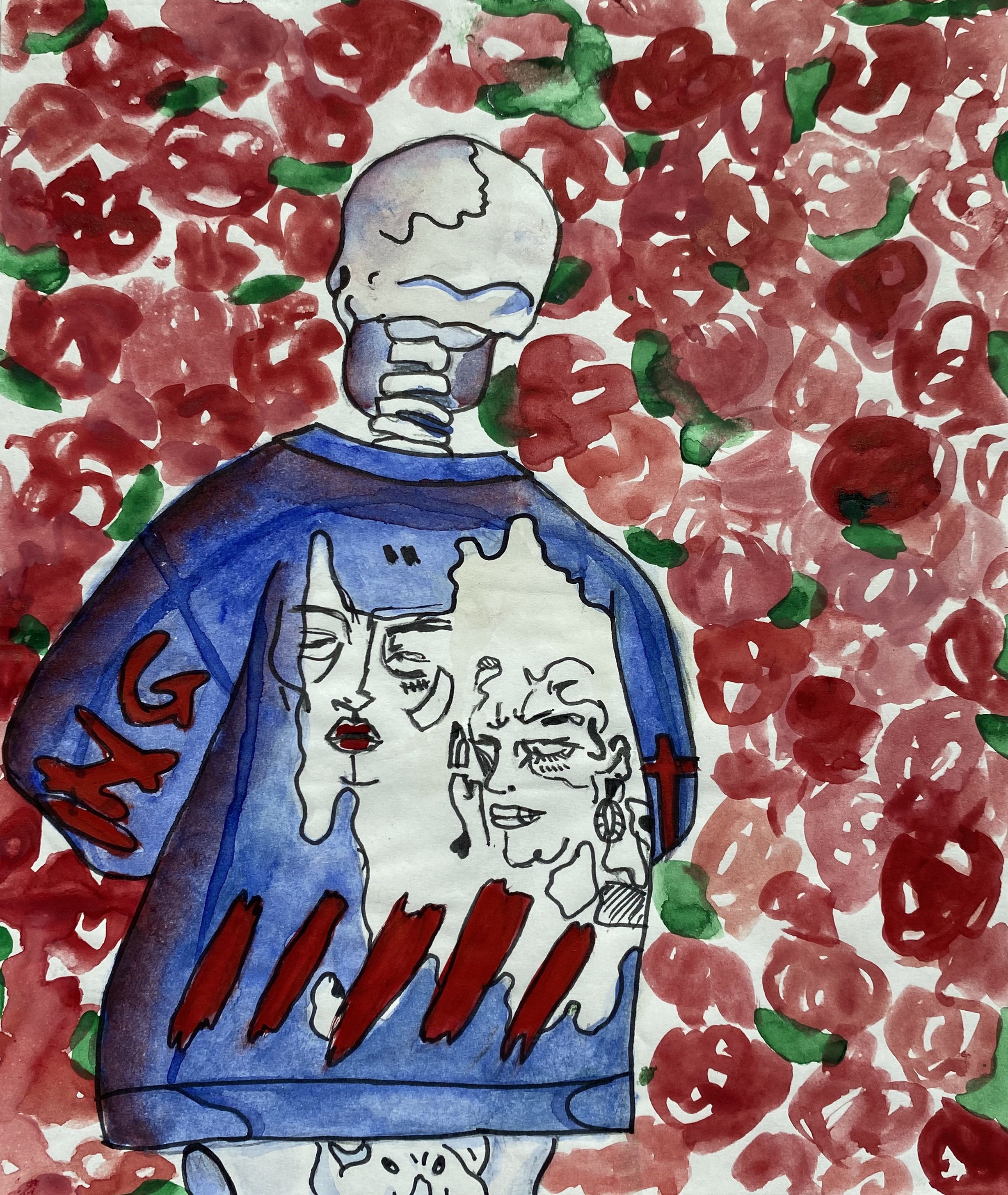 Stop And Smell The Roses, watercolor on paper, 2018