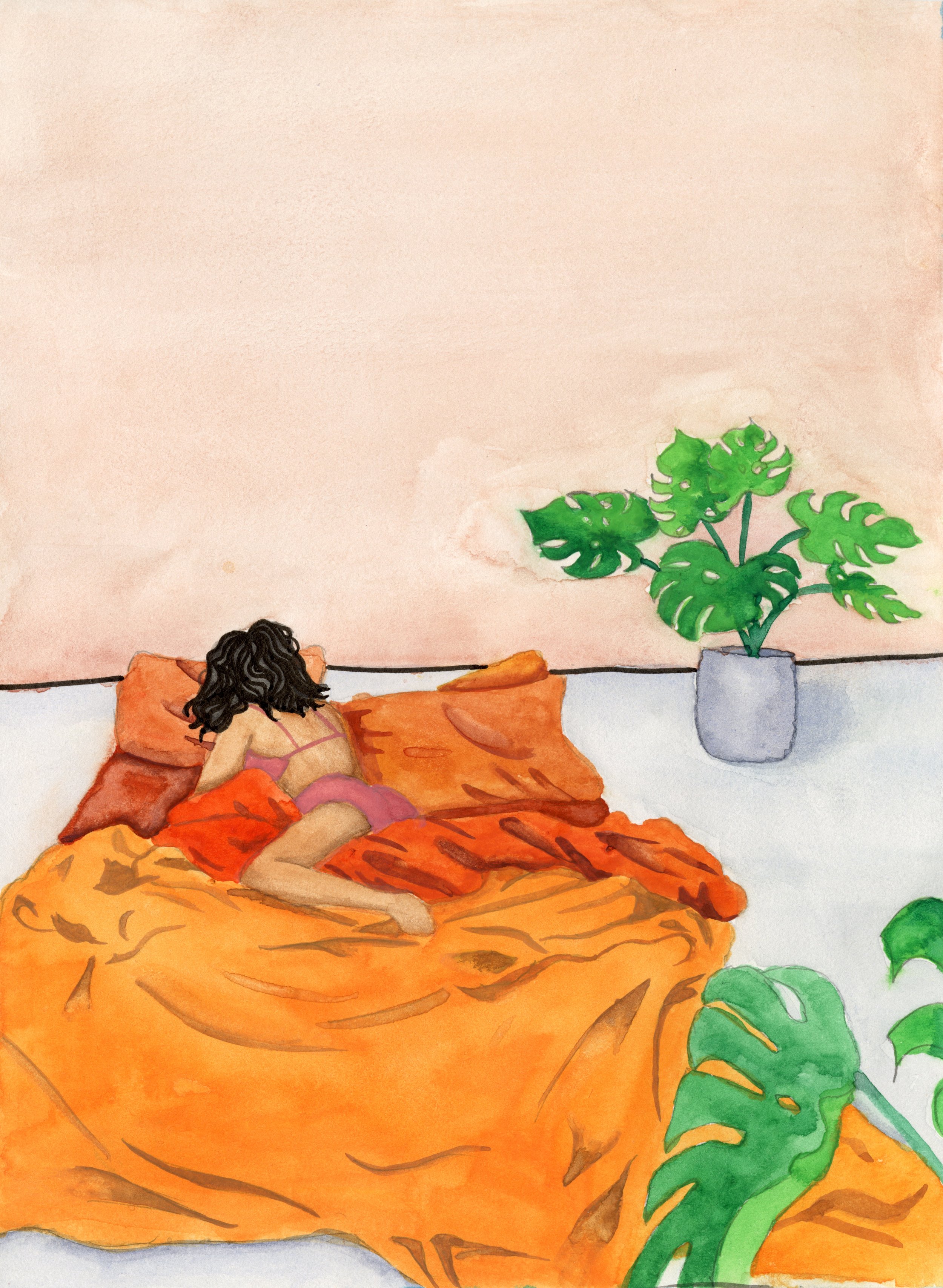 Doing Nothing With You, watercolor on paper, 2021