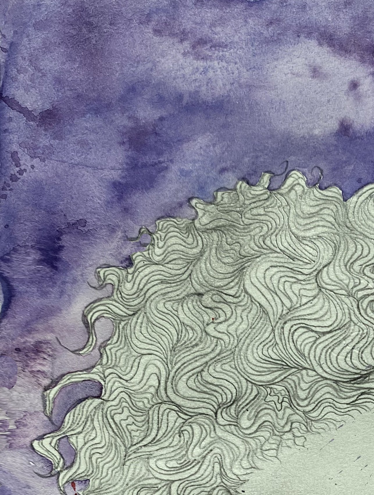 Wavy, pencil and watercolor on paper, 2021