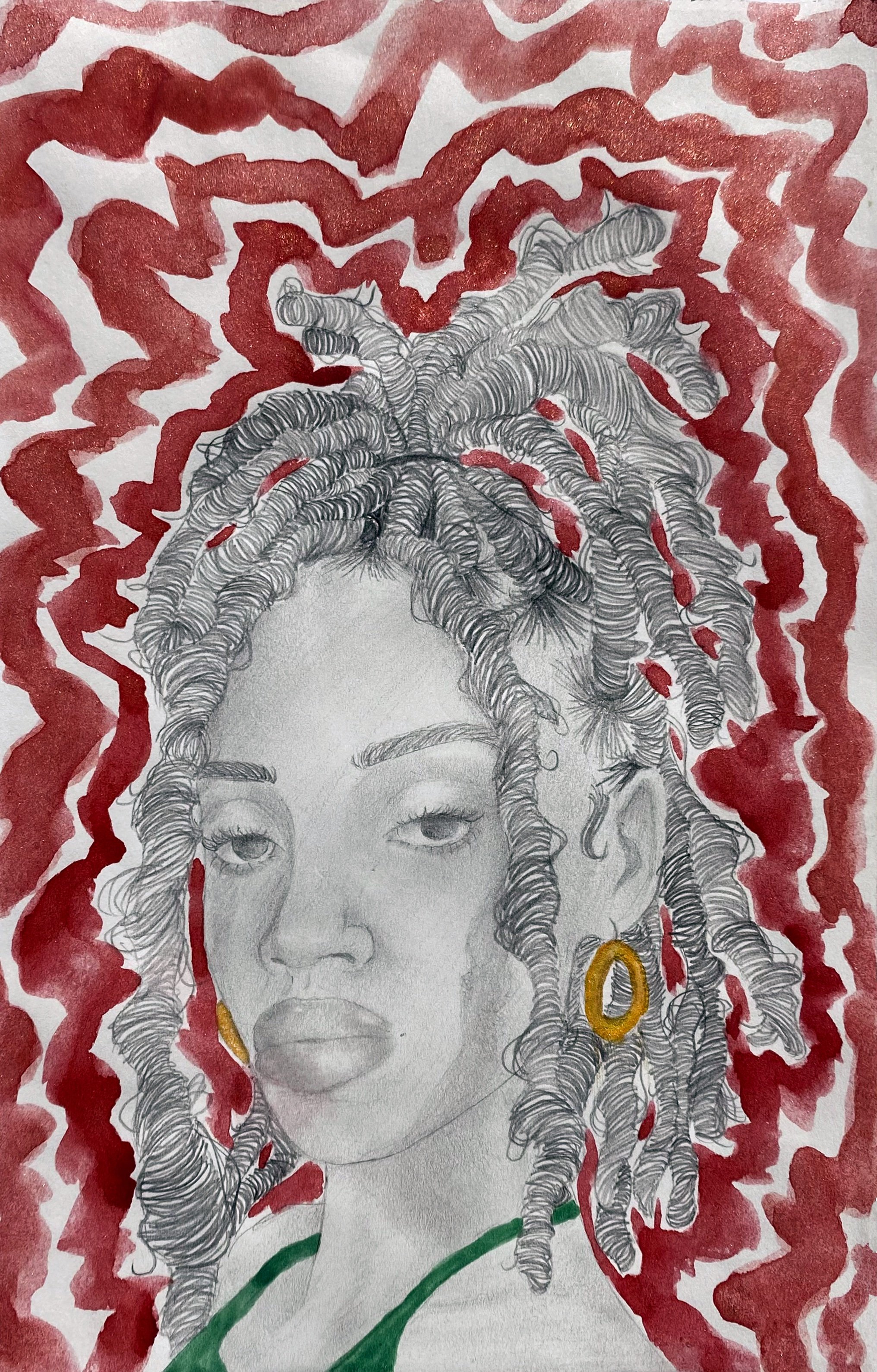 "Can I Help You?" watercolor and pencil, 2023