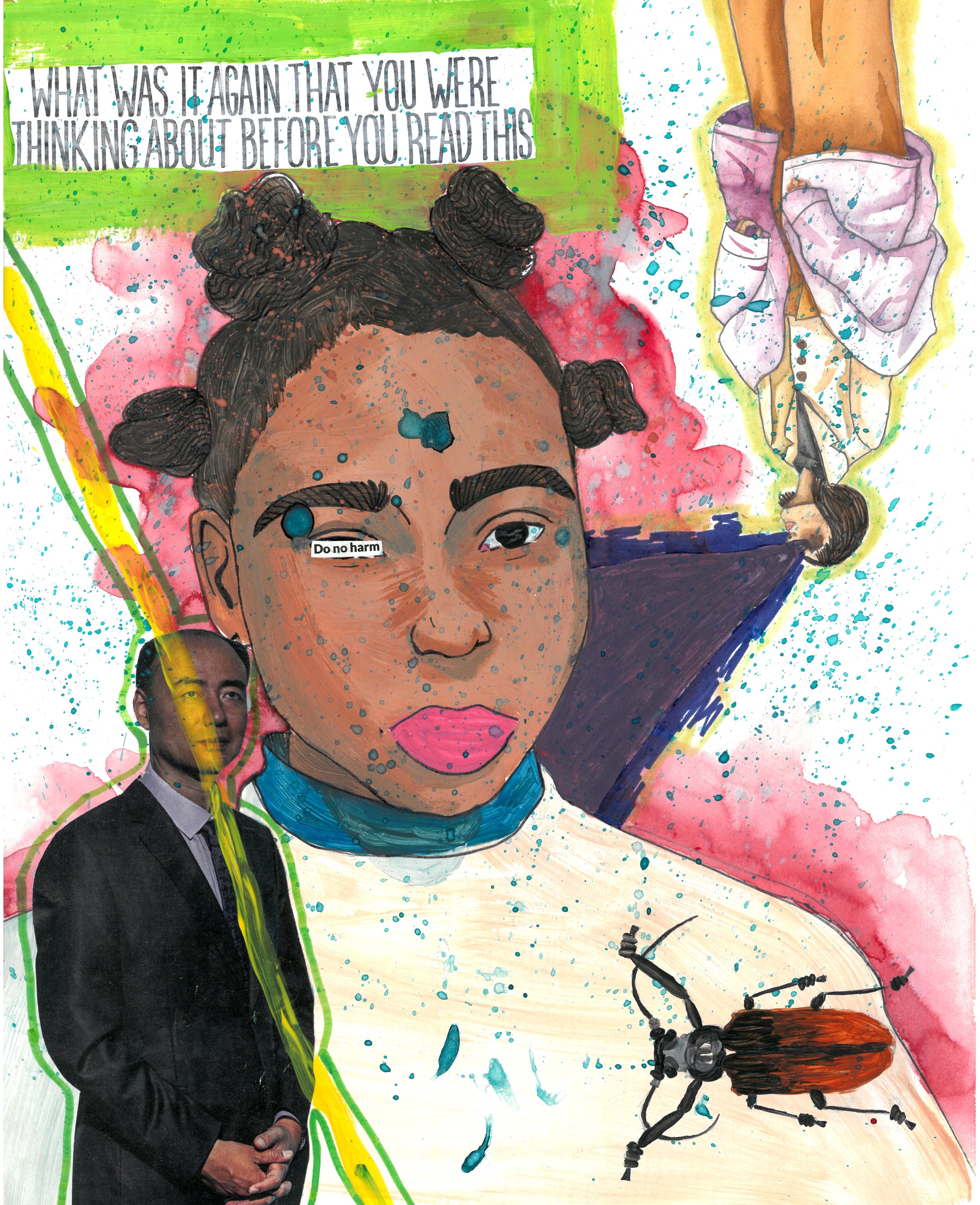 Do No Harm, mixed media on paper, 2020
