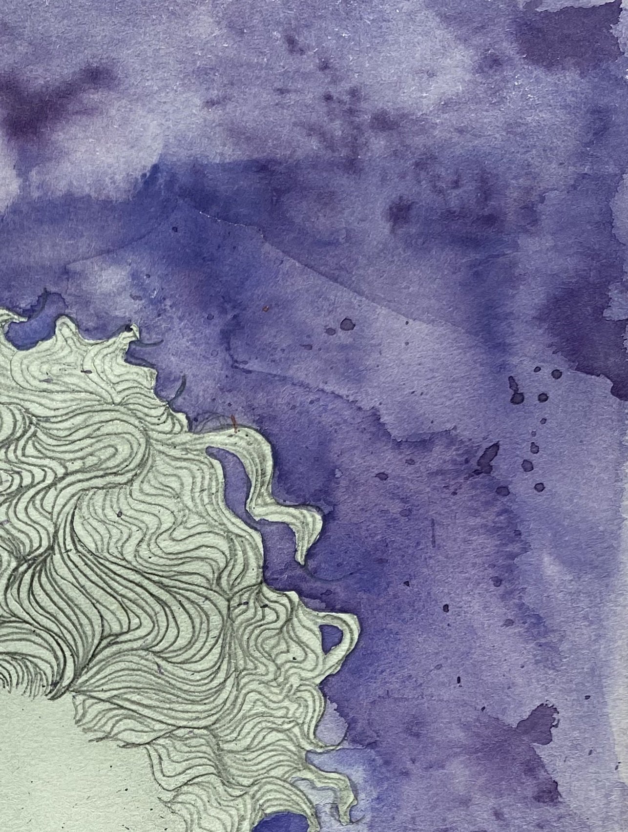 Wavy, pencil and watercolor on paper, 2021