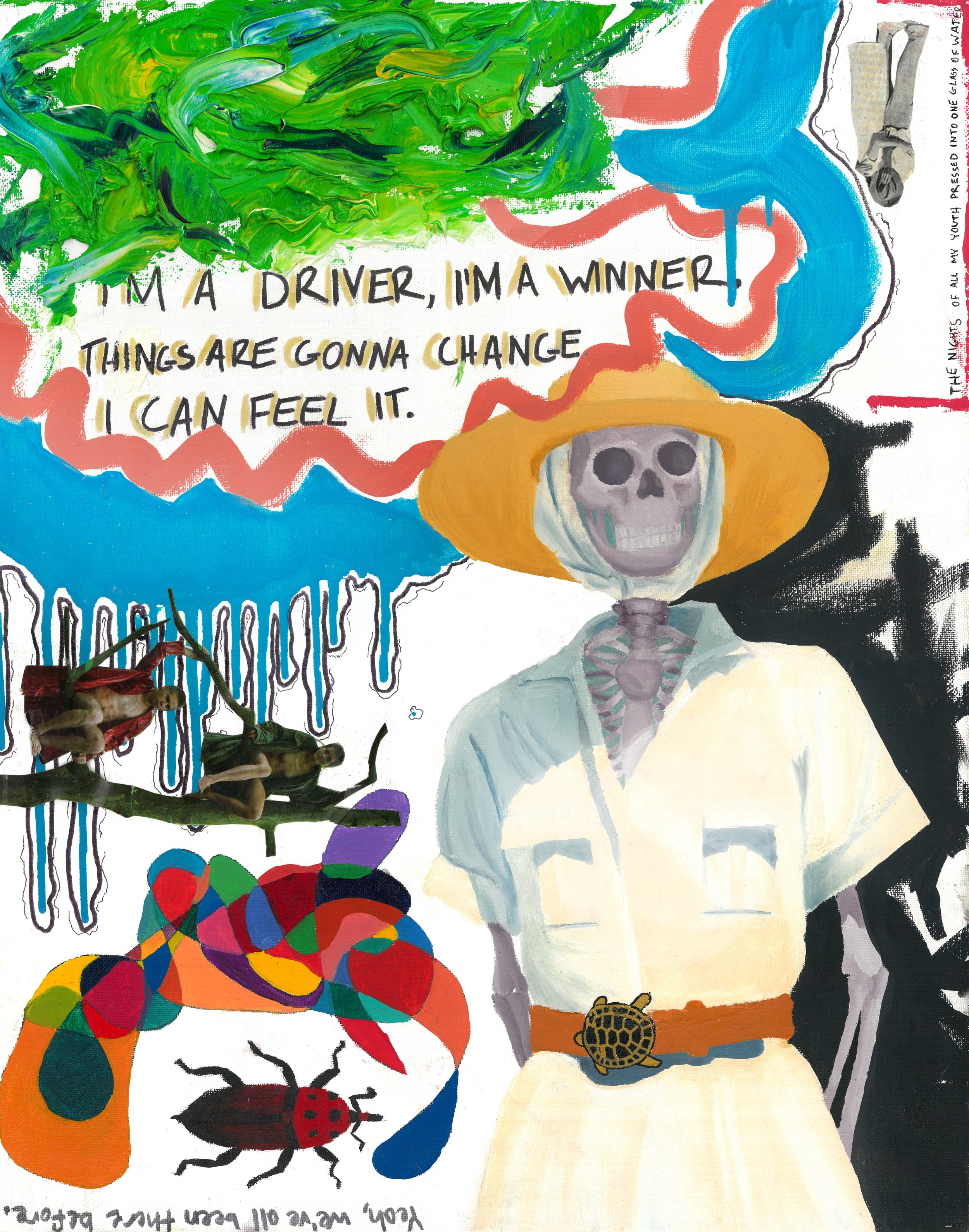 I'm A Driver I'm A Winner, mixed media on canvas, 2020
