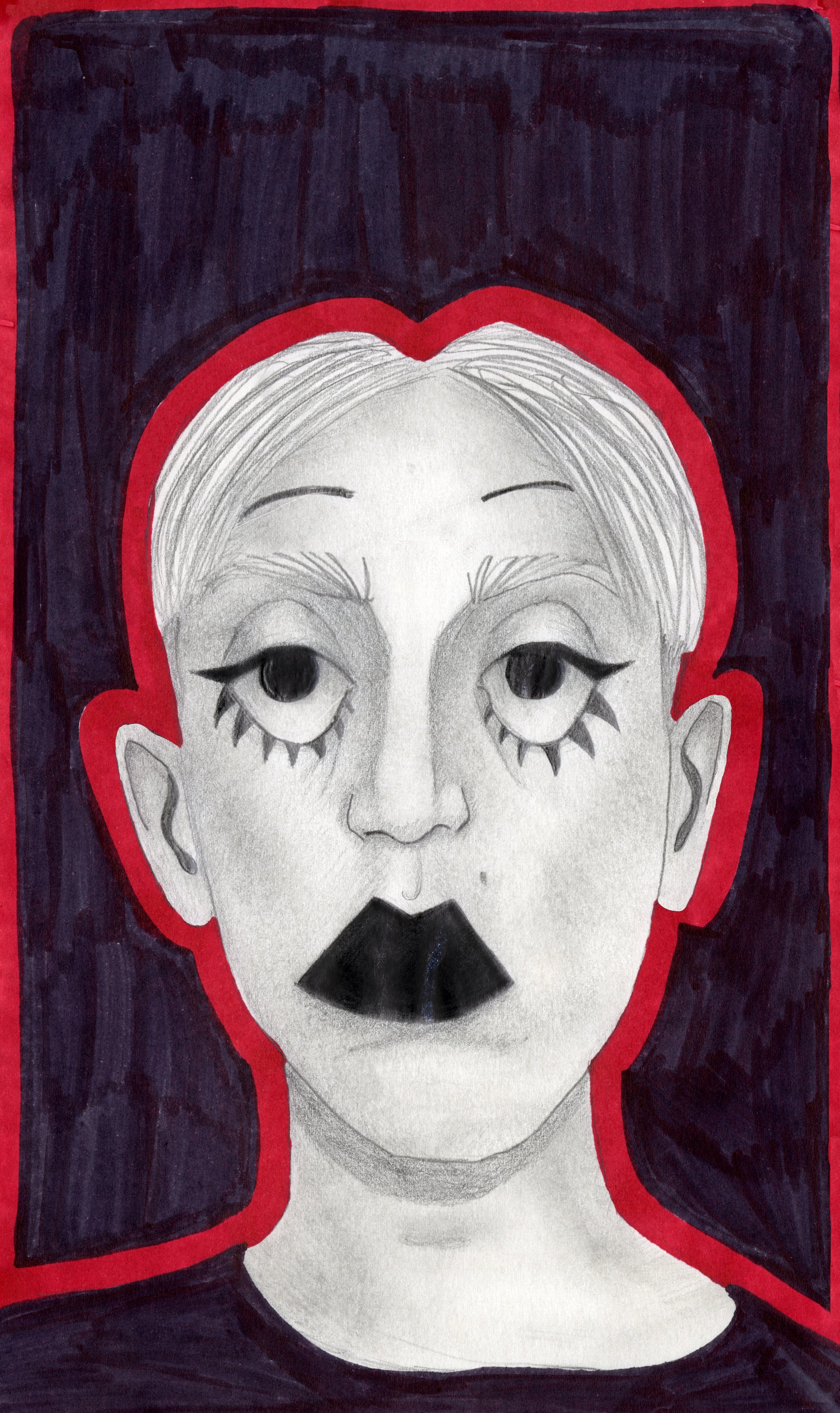 Clown Boy, pen and pencil on paper, 2021