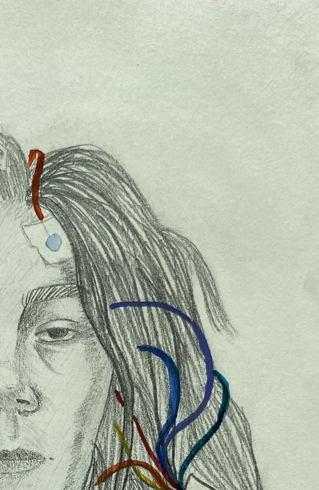 EEG, pencil and watercolor on paper, 2020