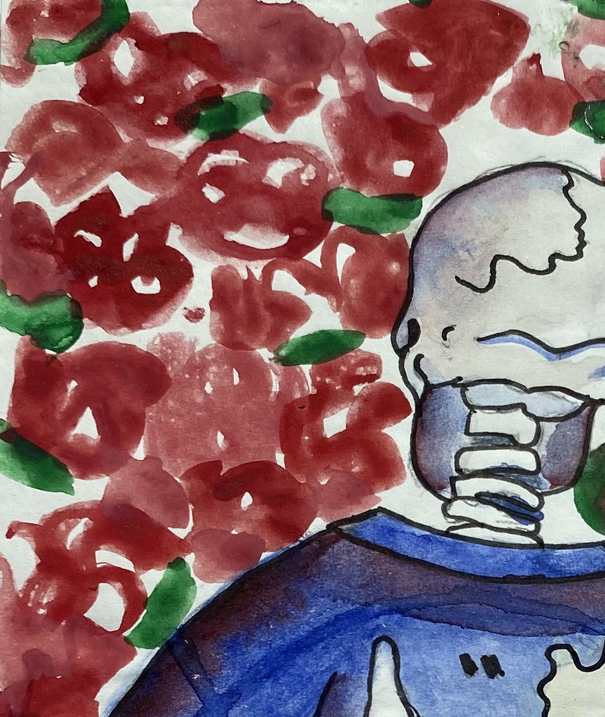 Stop And Smell The Roses, watercolor on paper, 2018