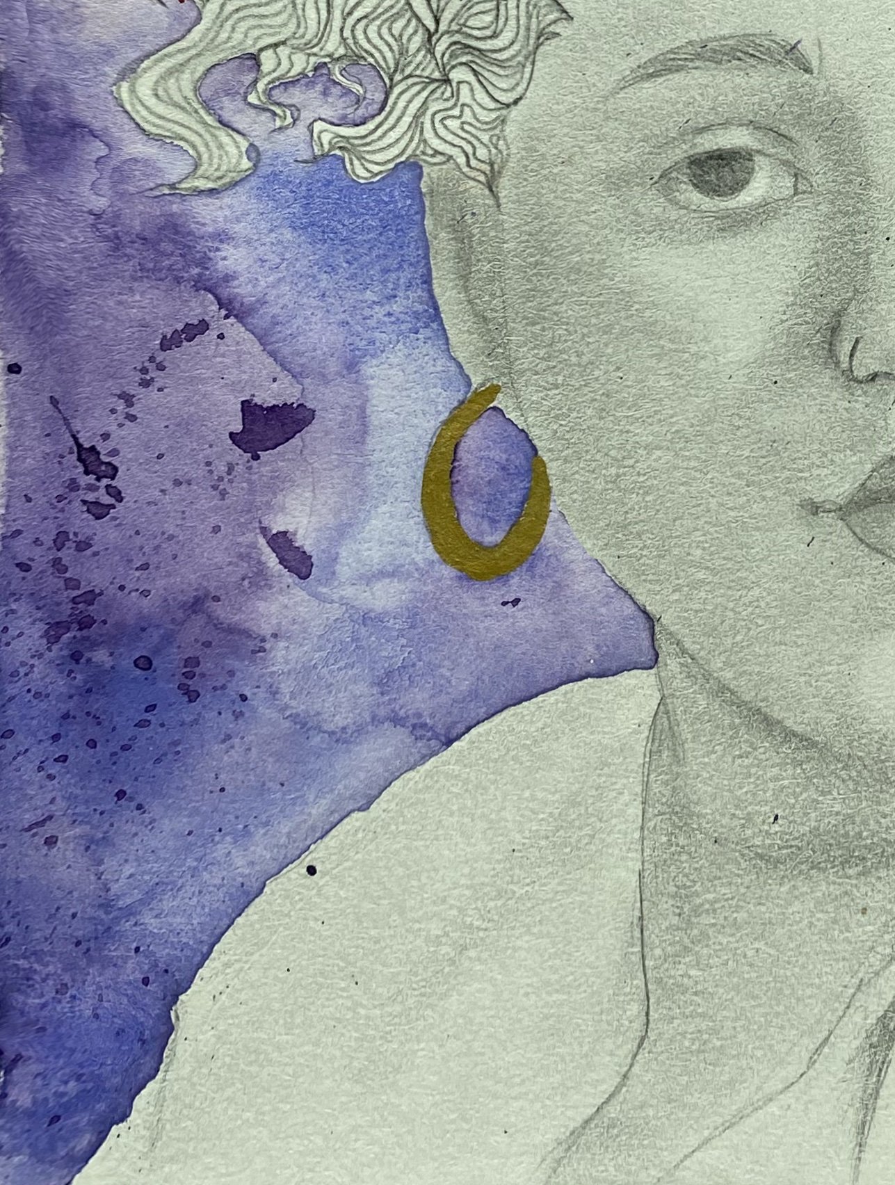 Wavy, pencil and watercolor on paper, 2021