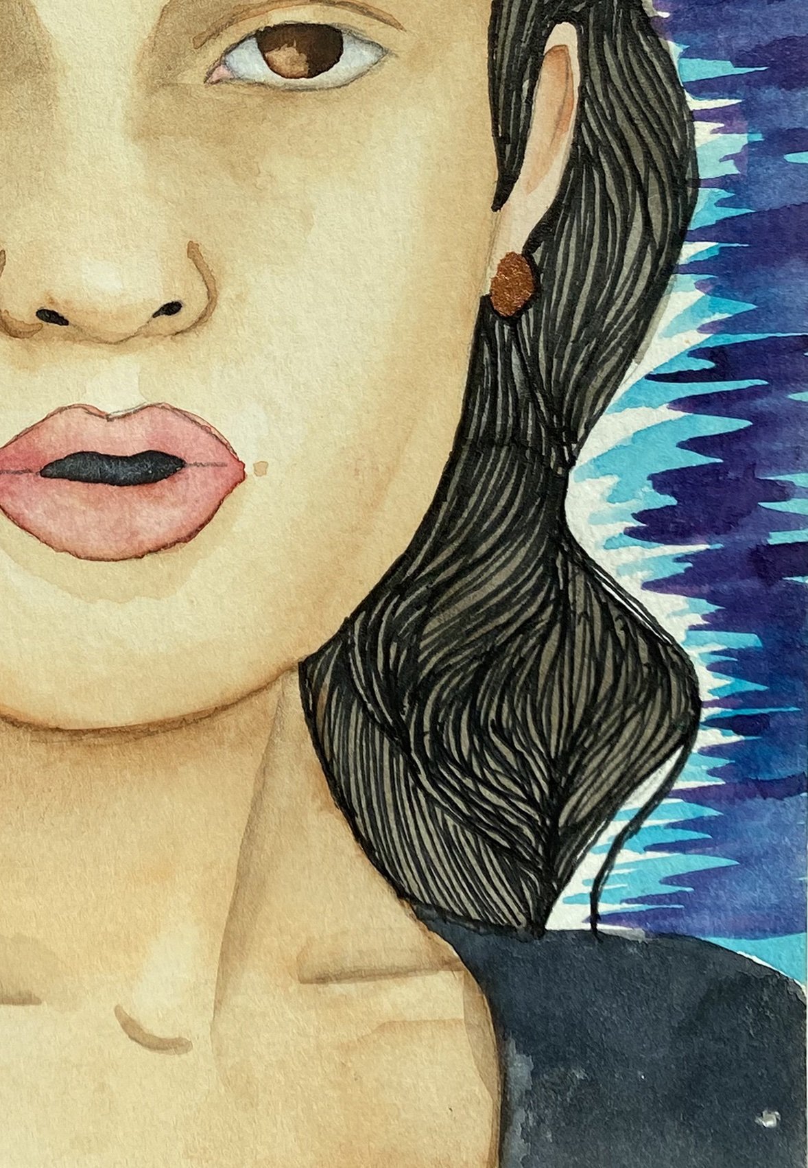 By The Water, watercolor on paper, 2020