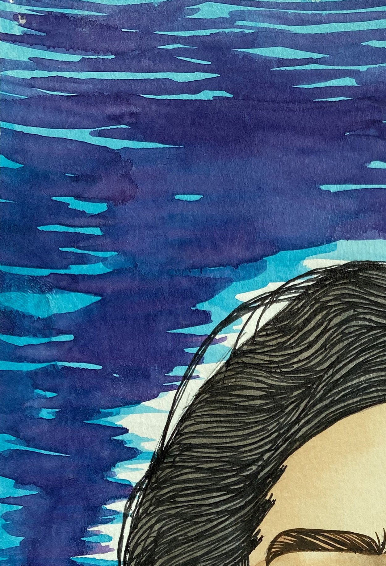 By The Water, watercolor on paper, 2020
