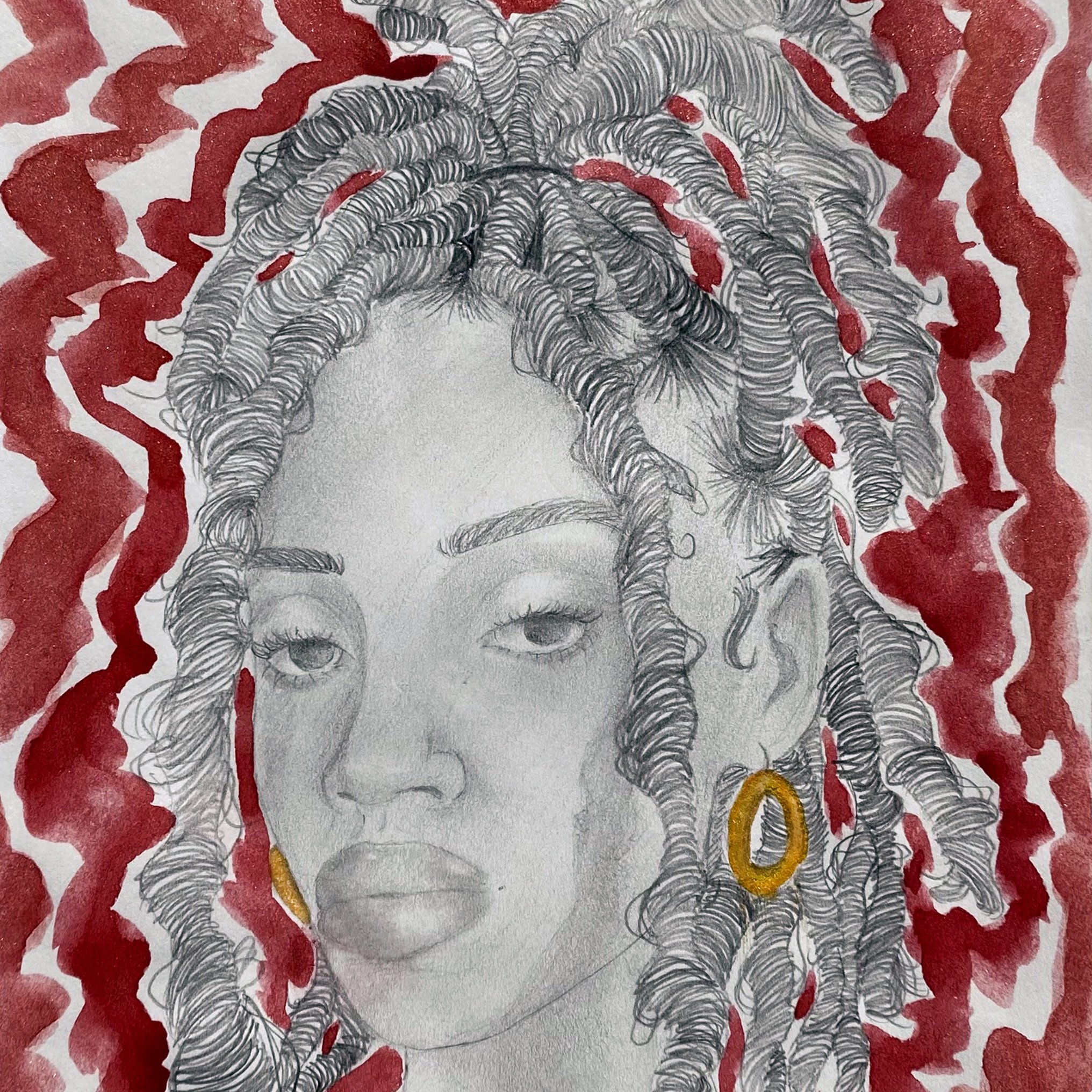 "Can I Help You?" watercolor and pencil, 2023