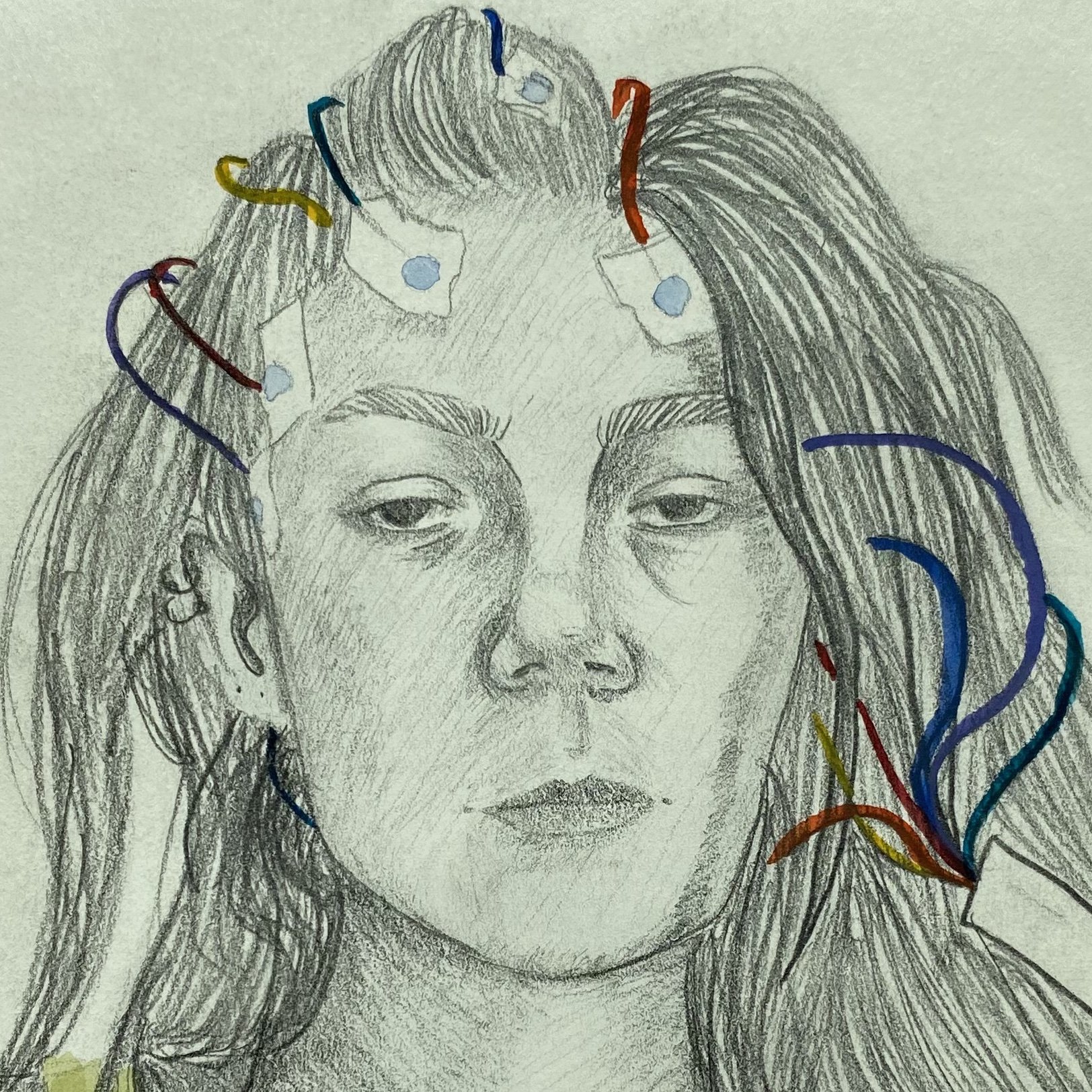 EEG, pencil and watercolor on paper, 2020