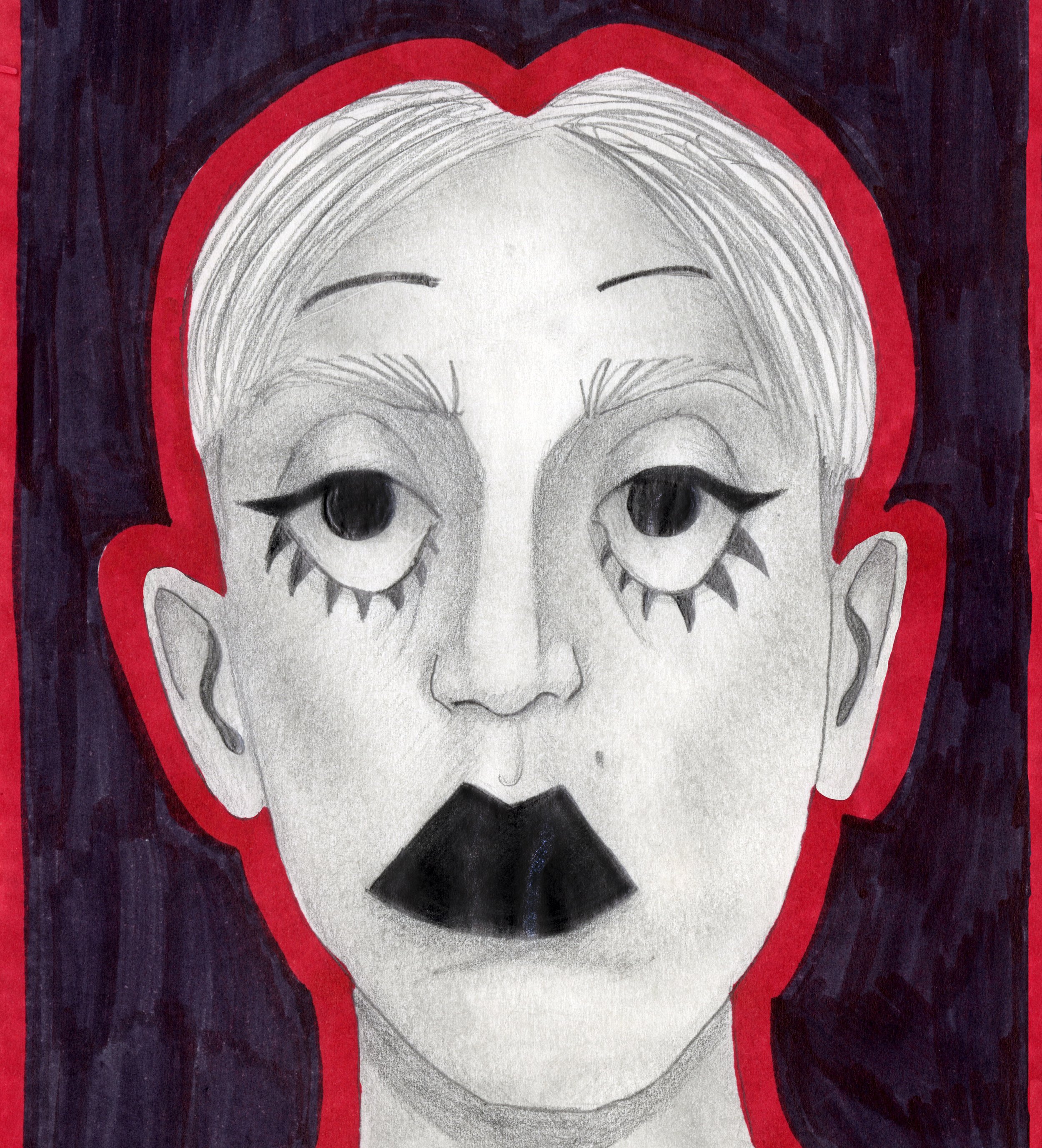Clown Boy, pen and pencil on paper, 2021