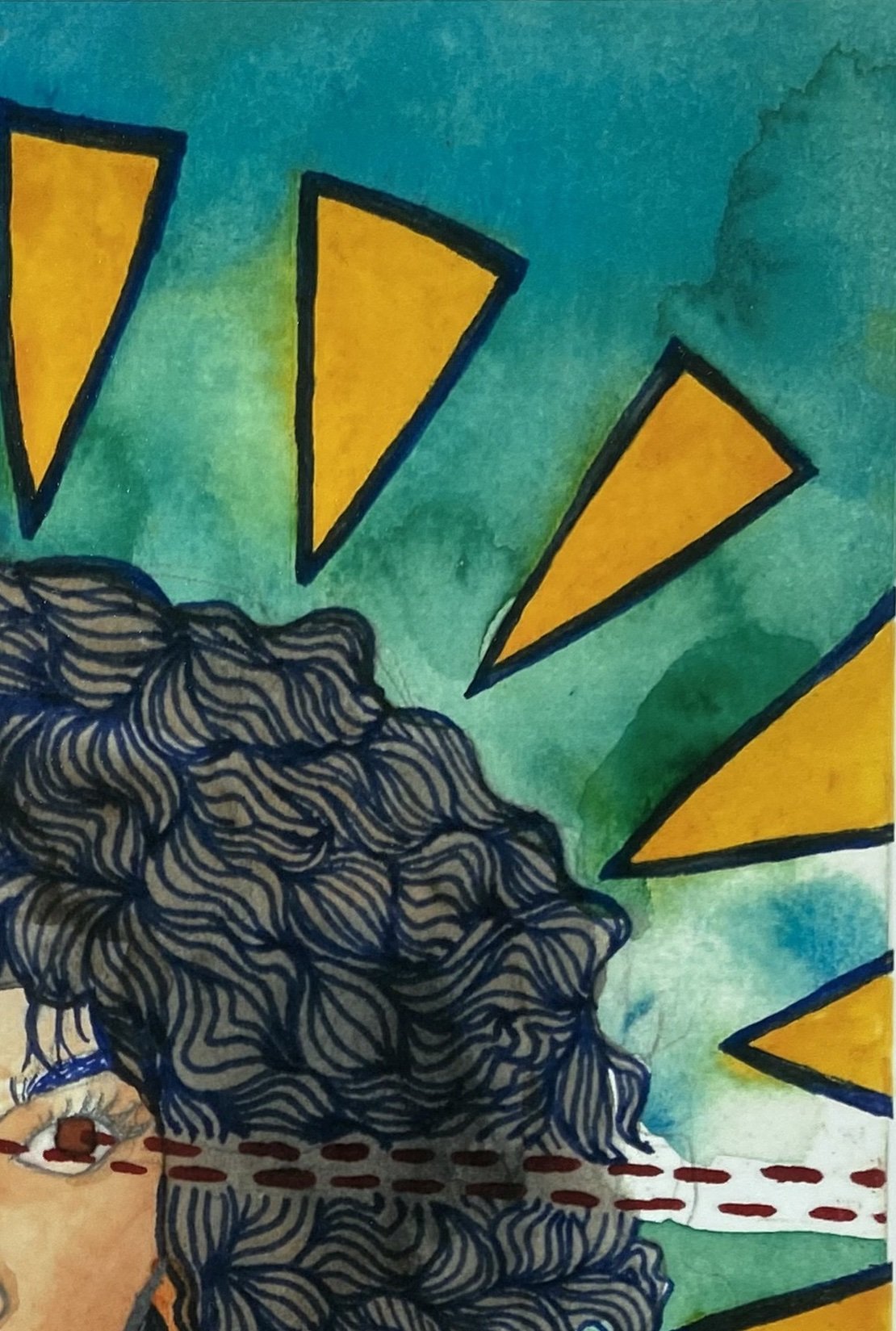 Laser Focus, watercolor on paper, 2020