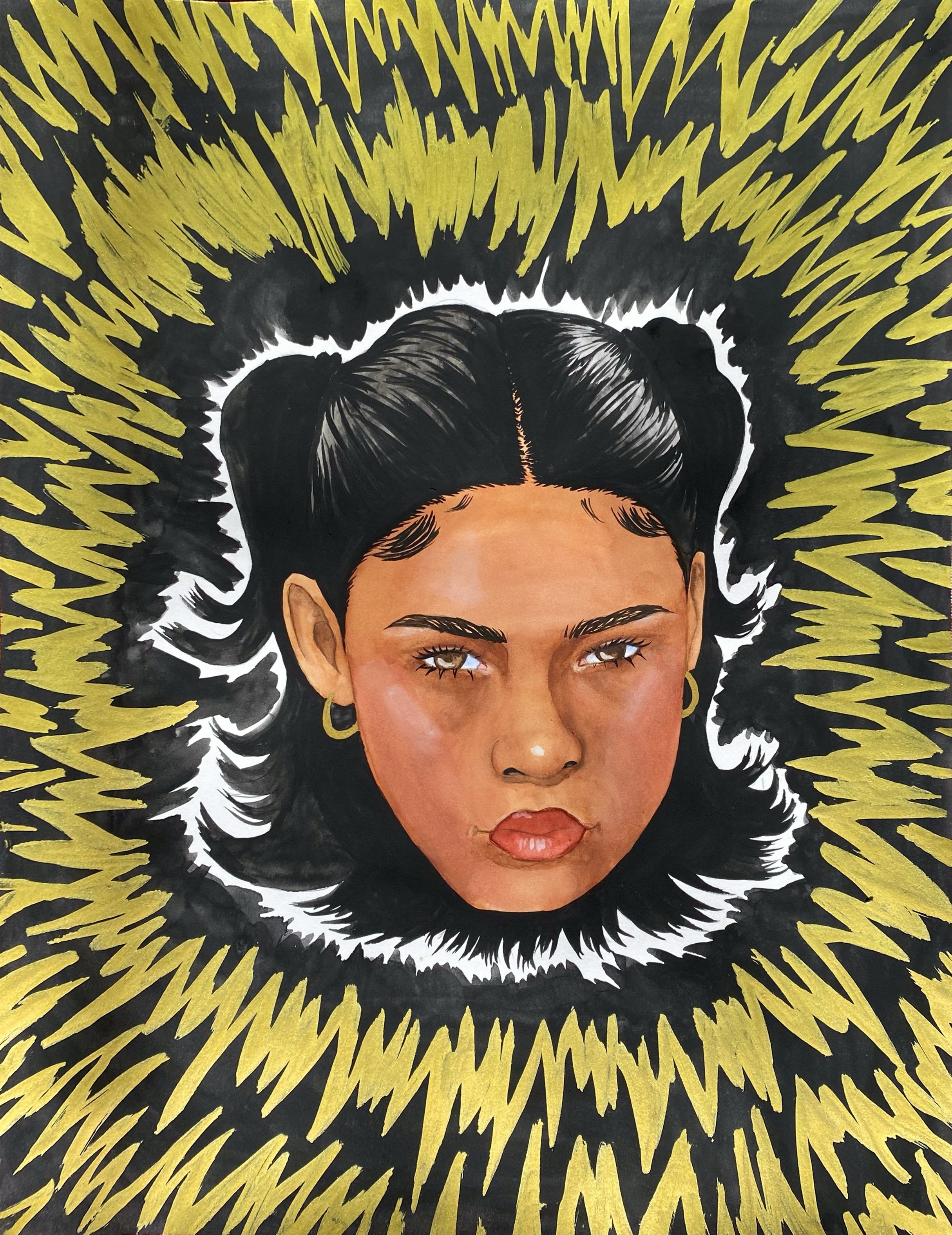"I Dare You" watercolor and gouache on paper, 2024