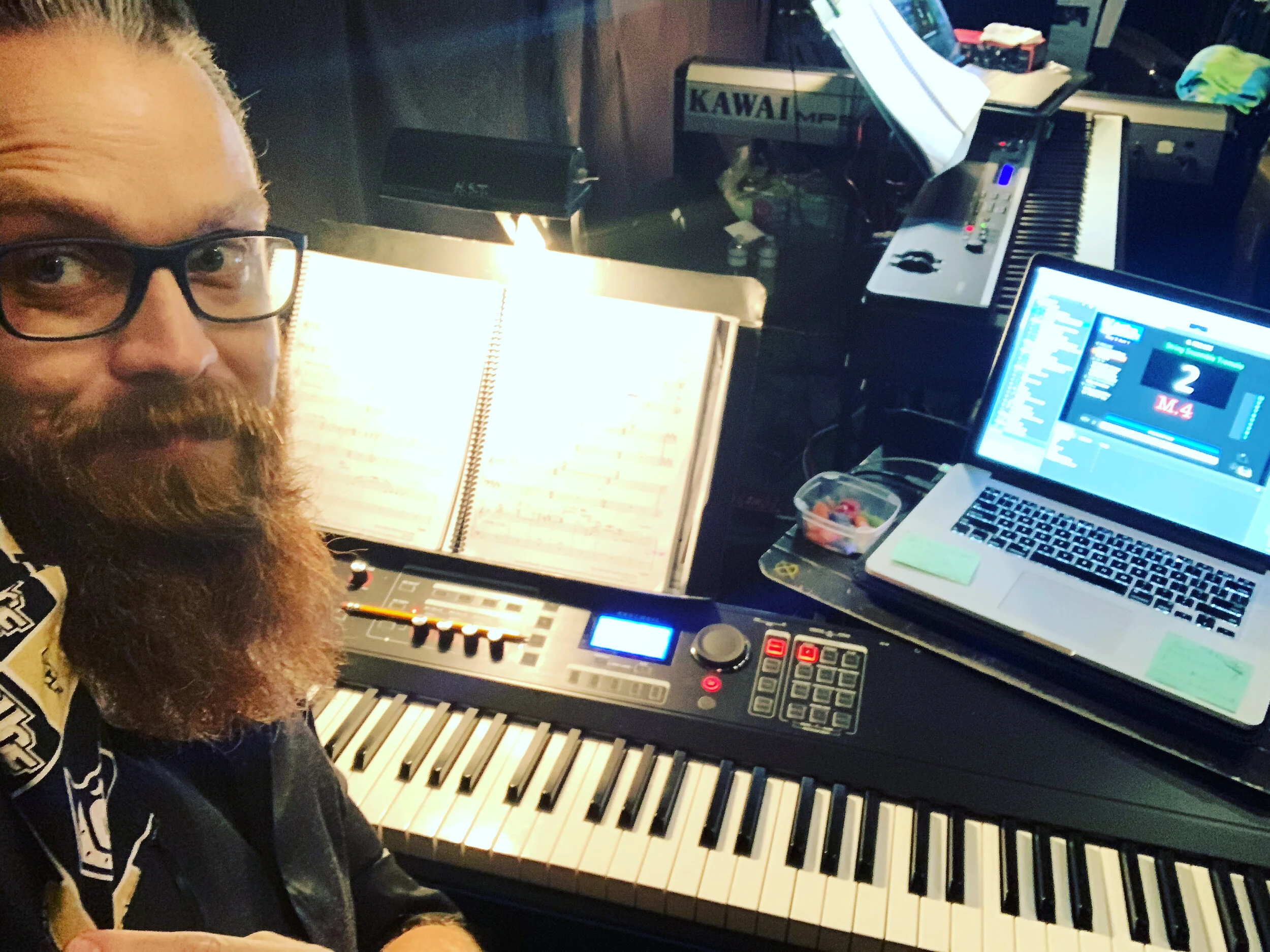 Playing keys 2 for "Spamalot" at Wayne Densch Center for the Performing Arts