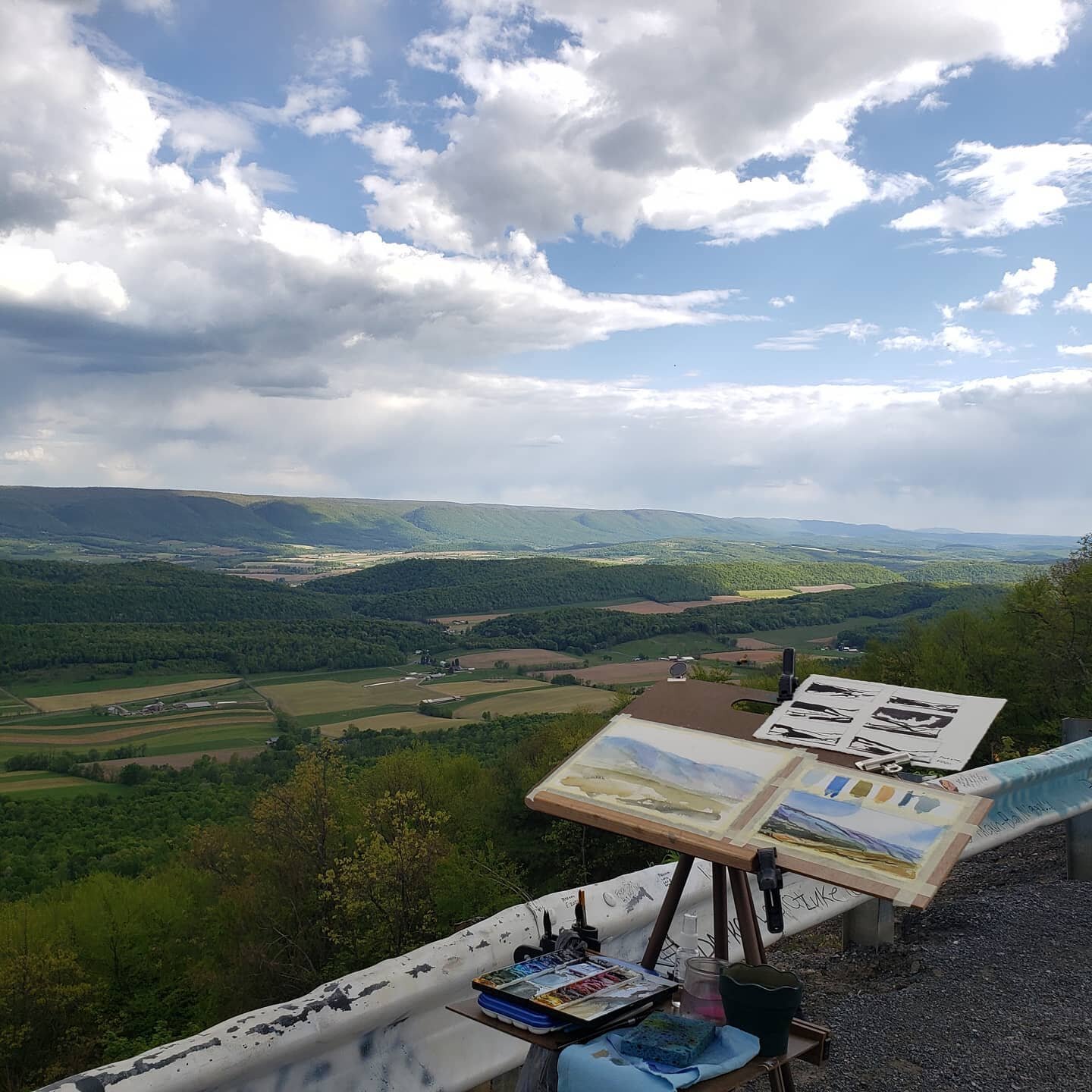 Hameau Day 2# Part 2- Finally got to go back to Jack's Mountain and witness this absolutely stunning view again! I'm sure I will be doing lots more paintings of this view 😍🖼️

#hameauartistsretreat #hameaufarm #snicholasart #susannicholasgephart #s