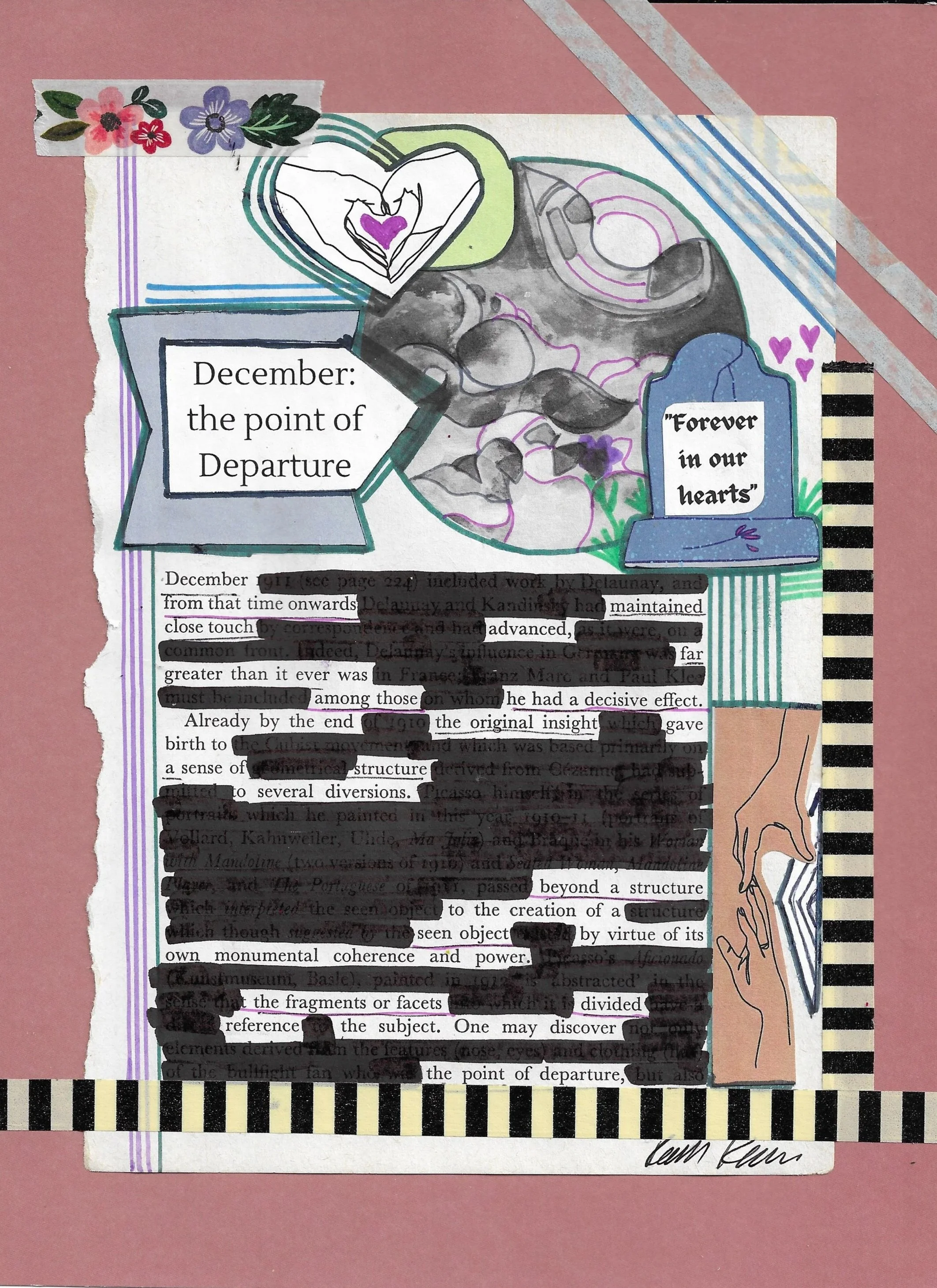 "The Point of Departure" Mixed media collage on paper, 2024.