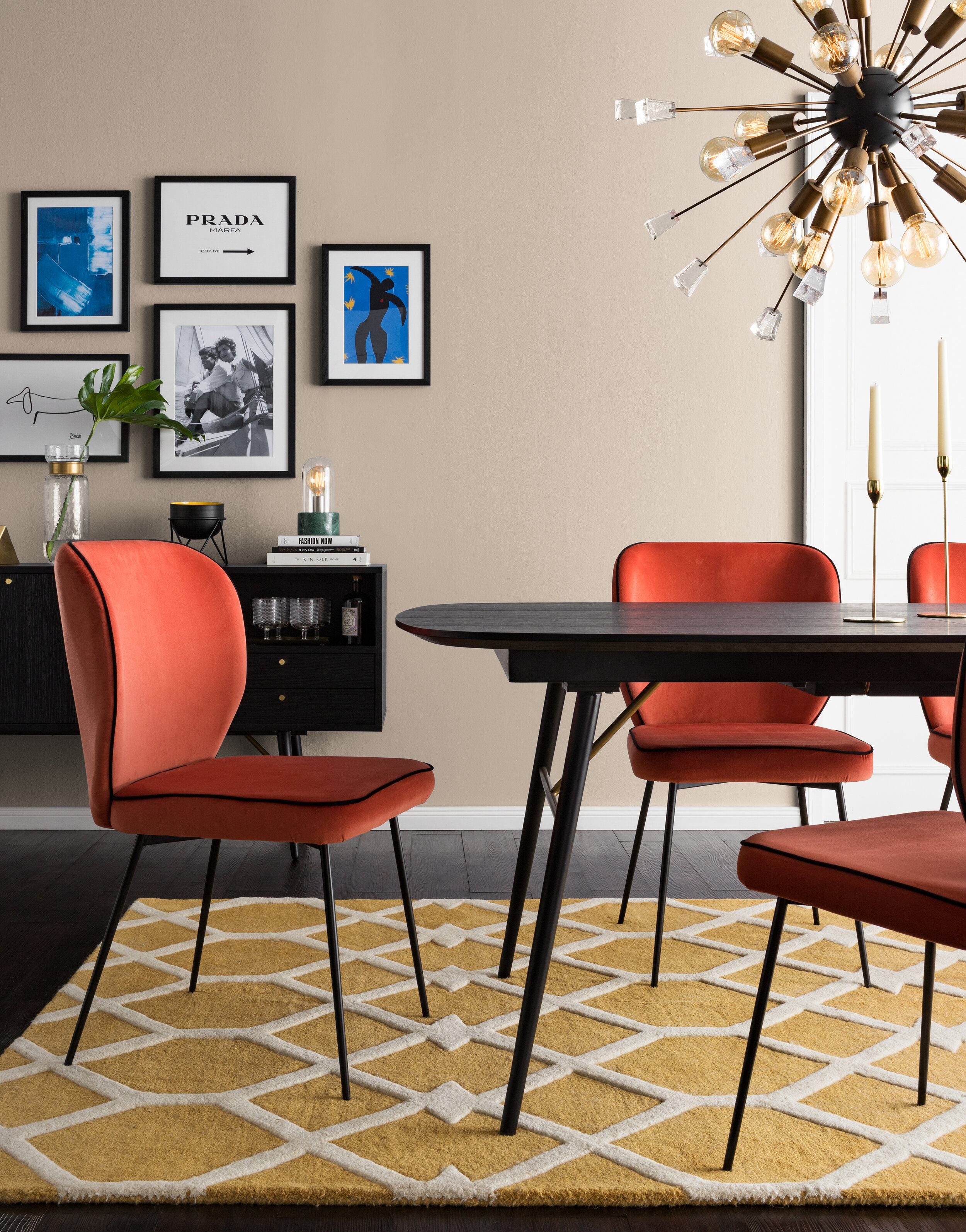 dining room modern scandy glamour style