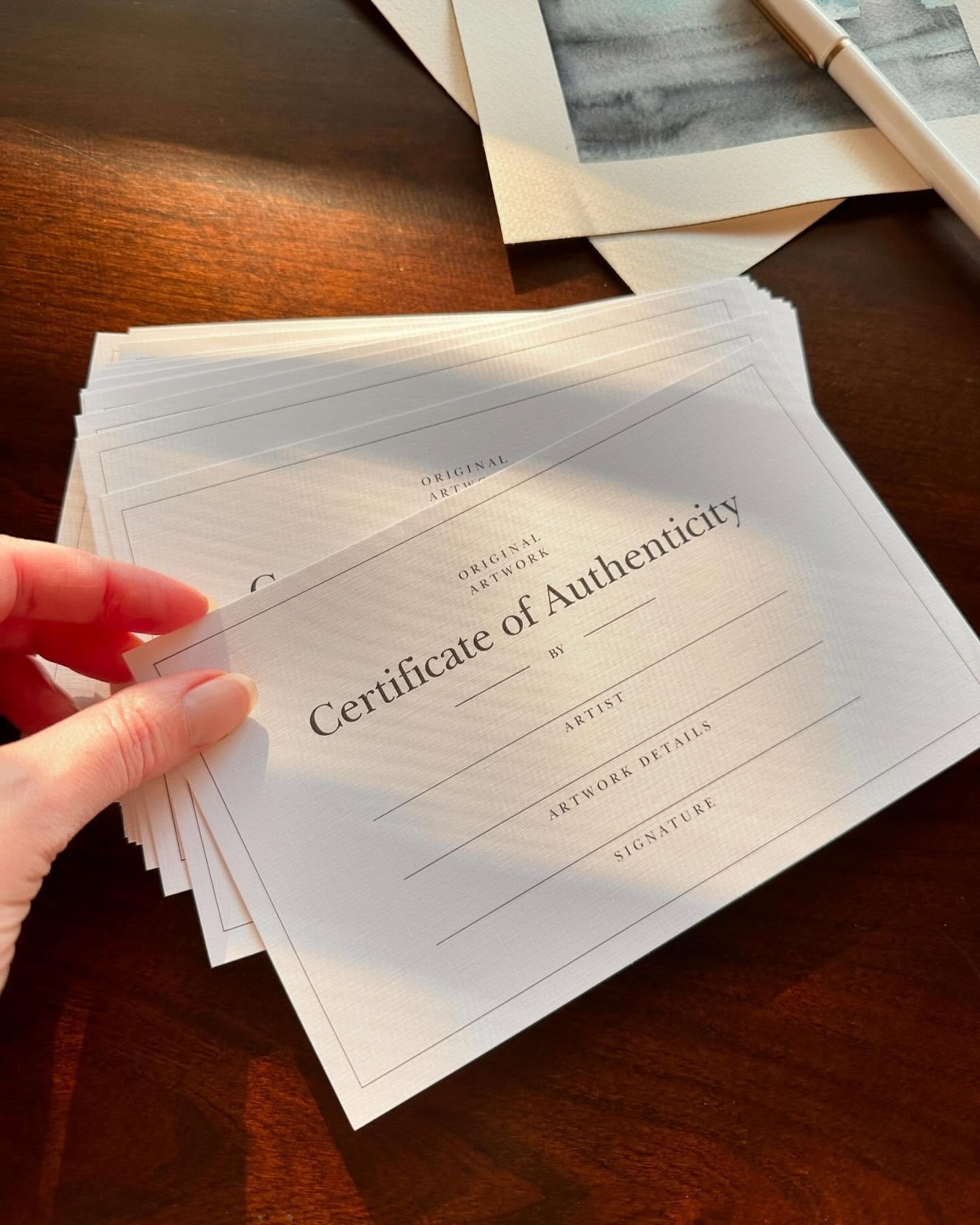 Certificates of Authenticity in linen, elegant and my personal favorite #certificateofauthenticity