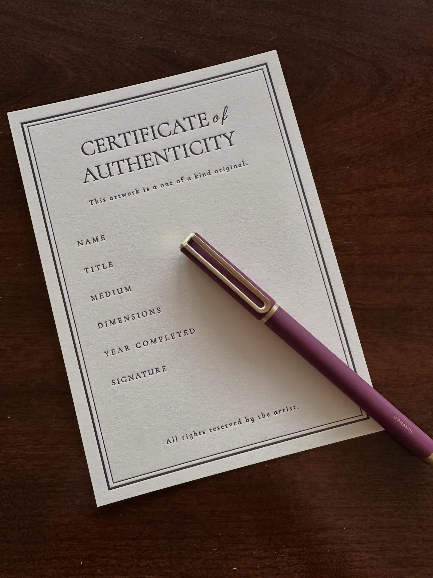 Brand new letterpress #certificateofauthenticity now available in shop! Debossed print on a creamy ecru cotton paper for an elegant and luxurious impression ✨🤍

Shop link in bio