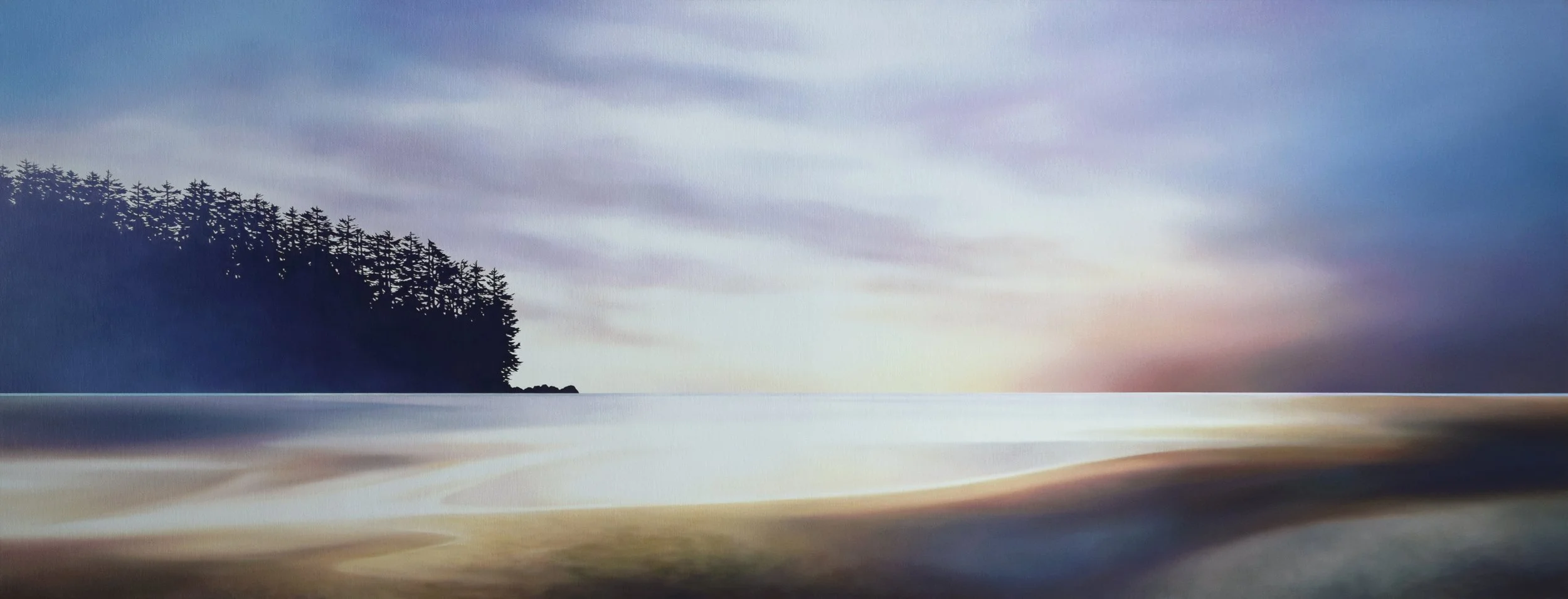 WHERE THE LIGHT WAITS,
Oil on Canvas,
18" x 48",
For Sale at Peninsula Gallery
