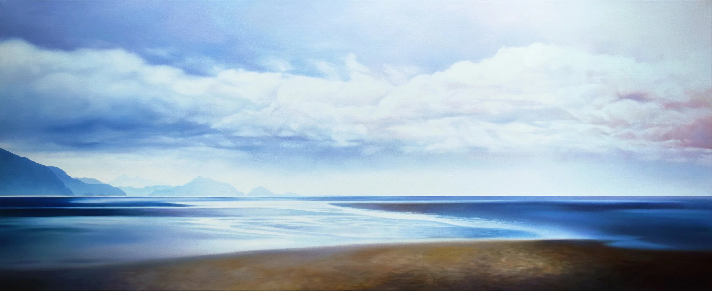 BETWEEN SKY AND SEA,
Oil on Canvas,
24" x 60",
For Sale at The Gallery at Mattick's Farm