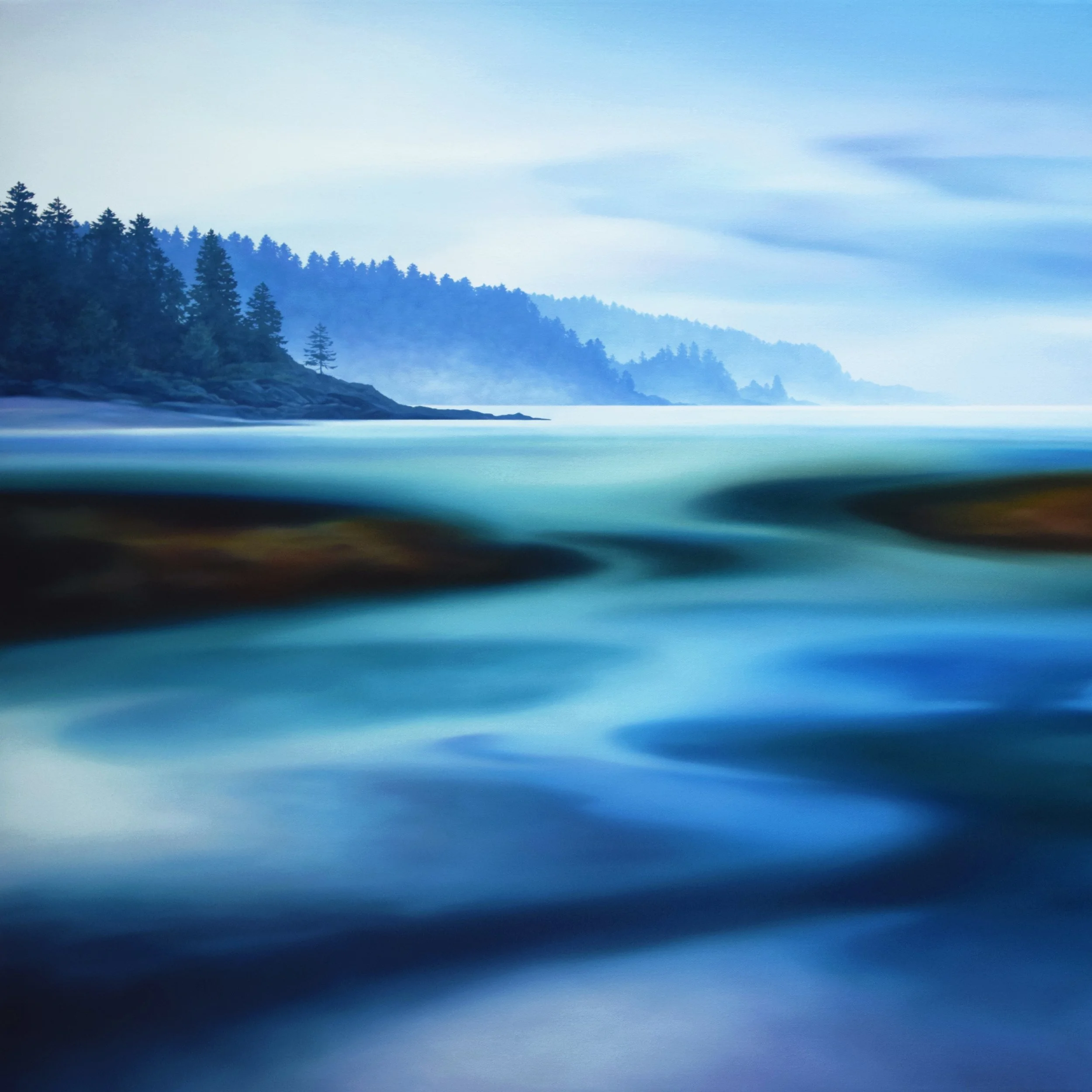 SILENT CURRENTS,
Oil on Canvas,
30" x 30",
For Sale at The Gallery at Mattick's Farm