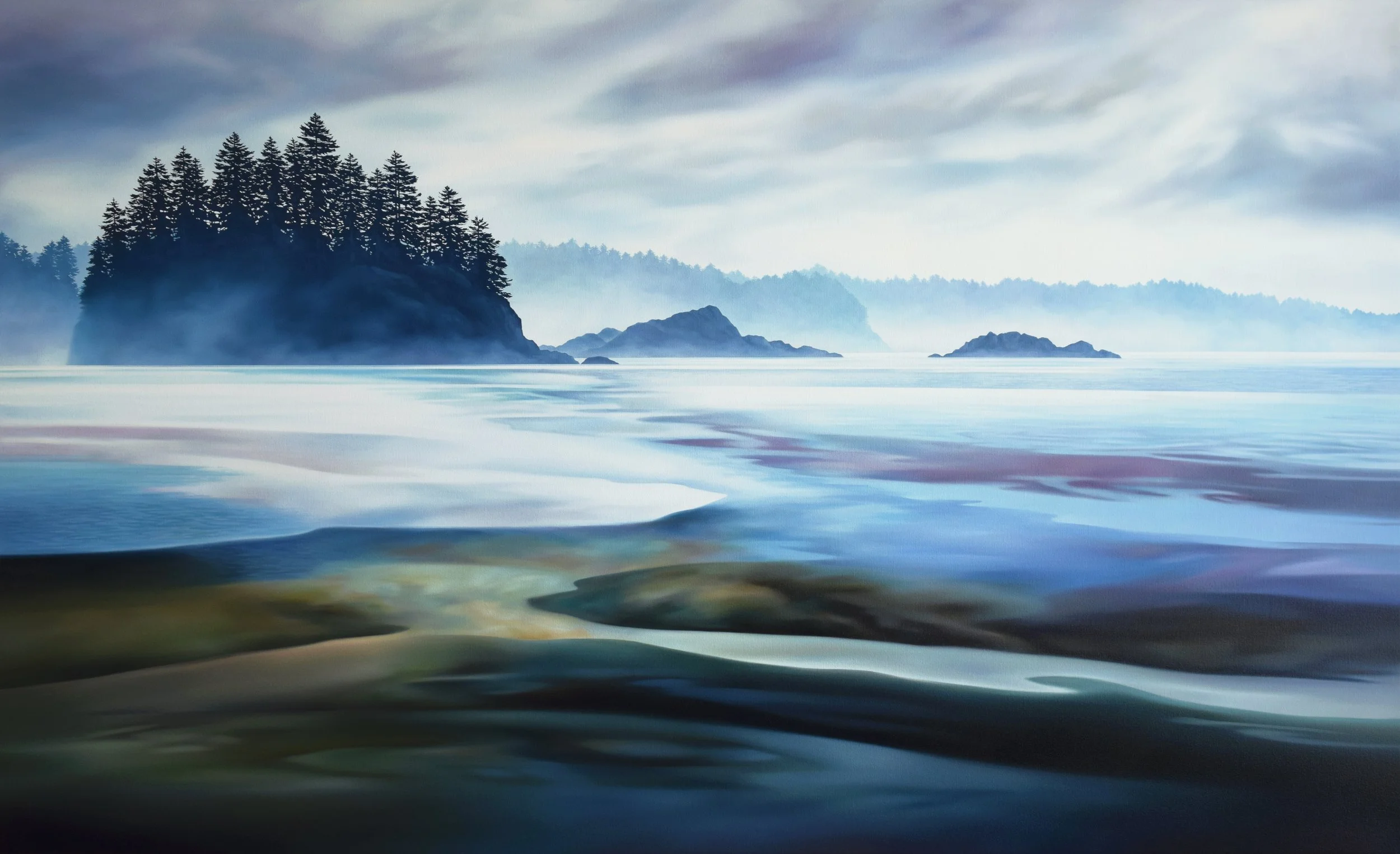 ISLANDS OF STILLNESS,
Oil on Canvas,
36" x 60",
For Sale at Vibe Arts : Contemporary Art Gallery