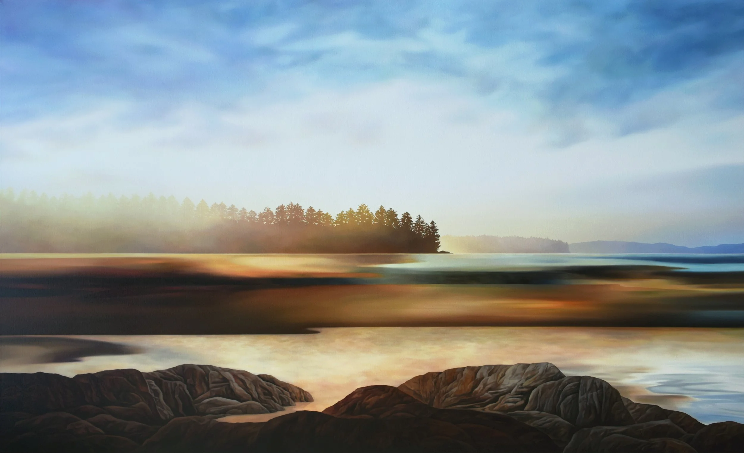 WHERE THE LIGHT SETTLES,
Oil on Canvas,
36" x 60",
For Sale at Vibe Arts : Contemporary Art Gallery