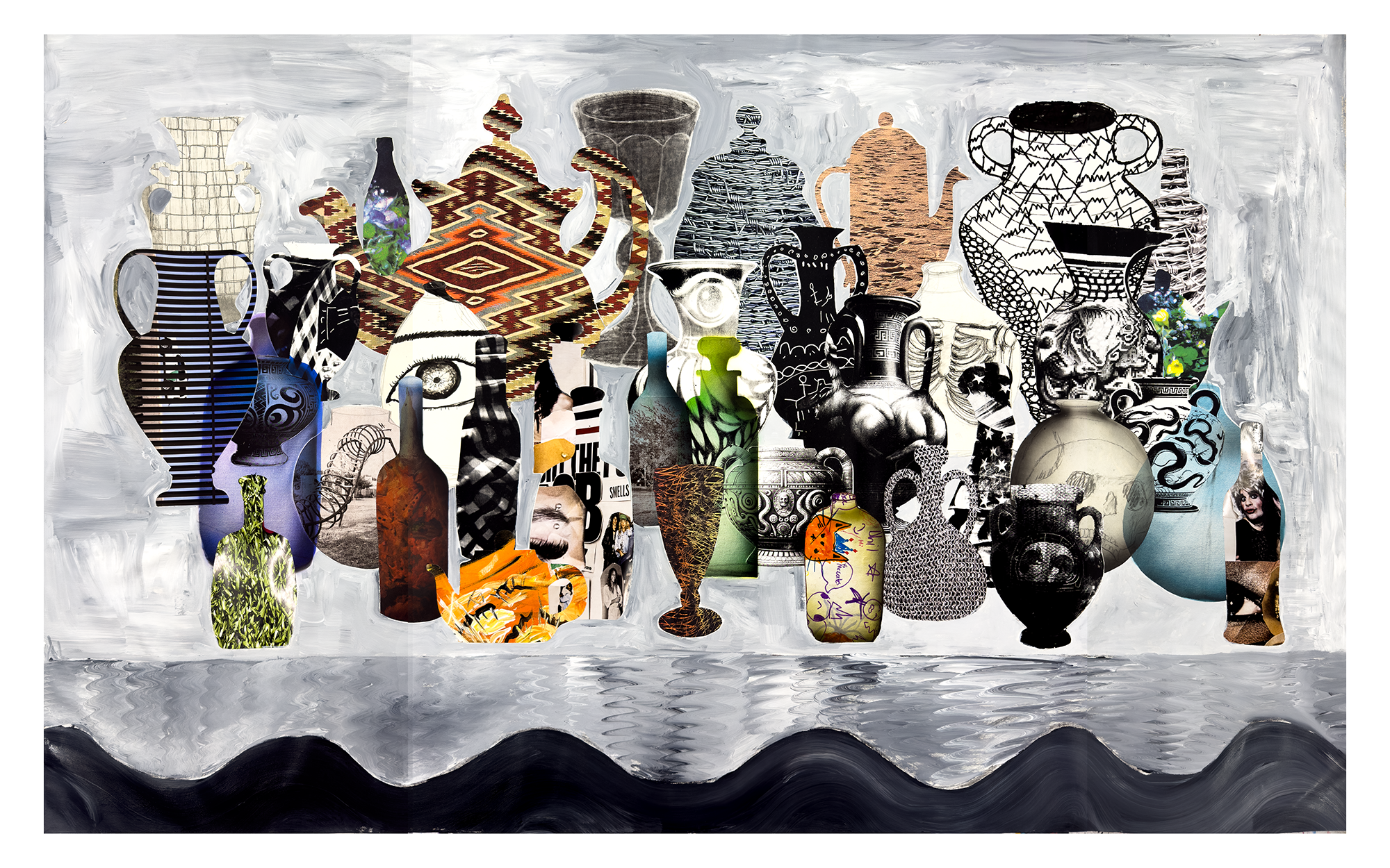 Still life Stories 25-26, Acrylic and collage on canvas,  48 in x 96 in, 2026