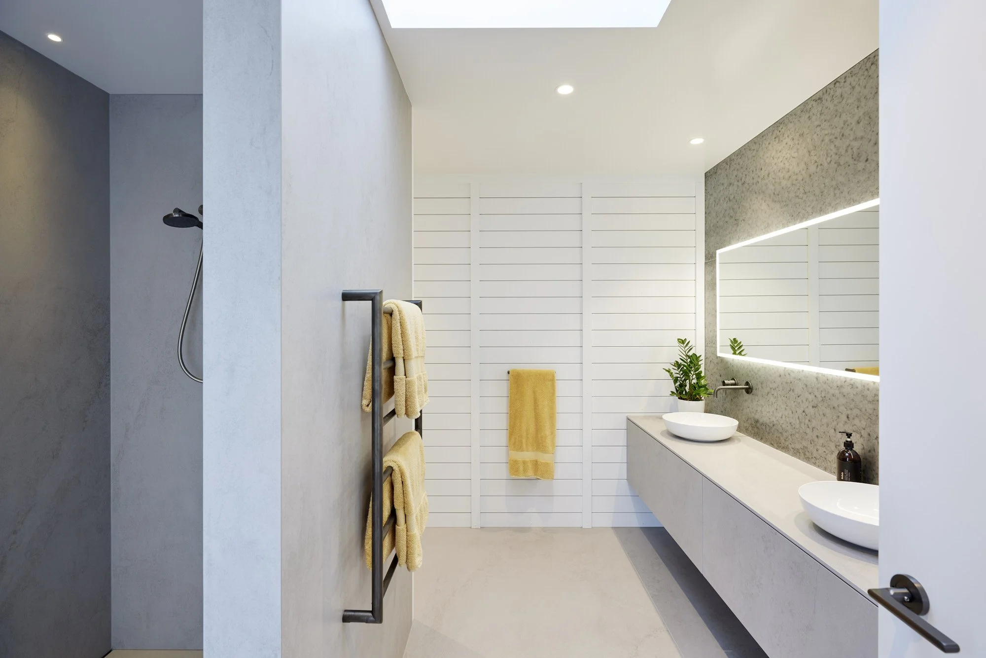 designer tiled bathroom reside construction