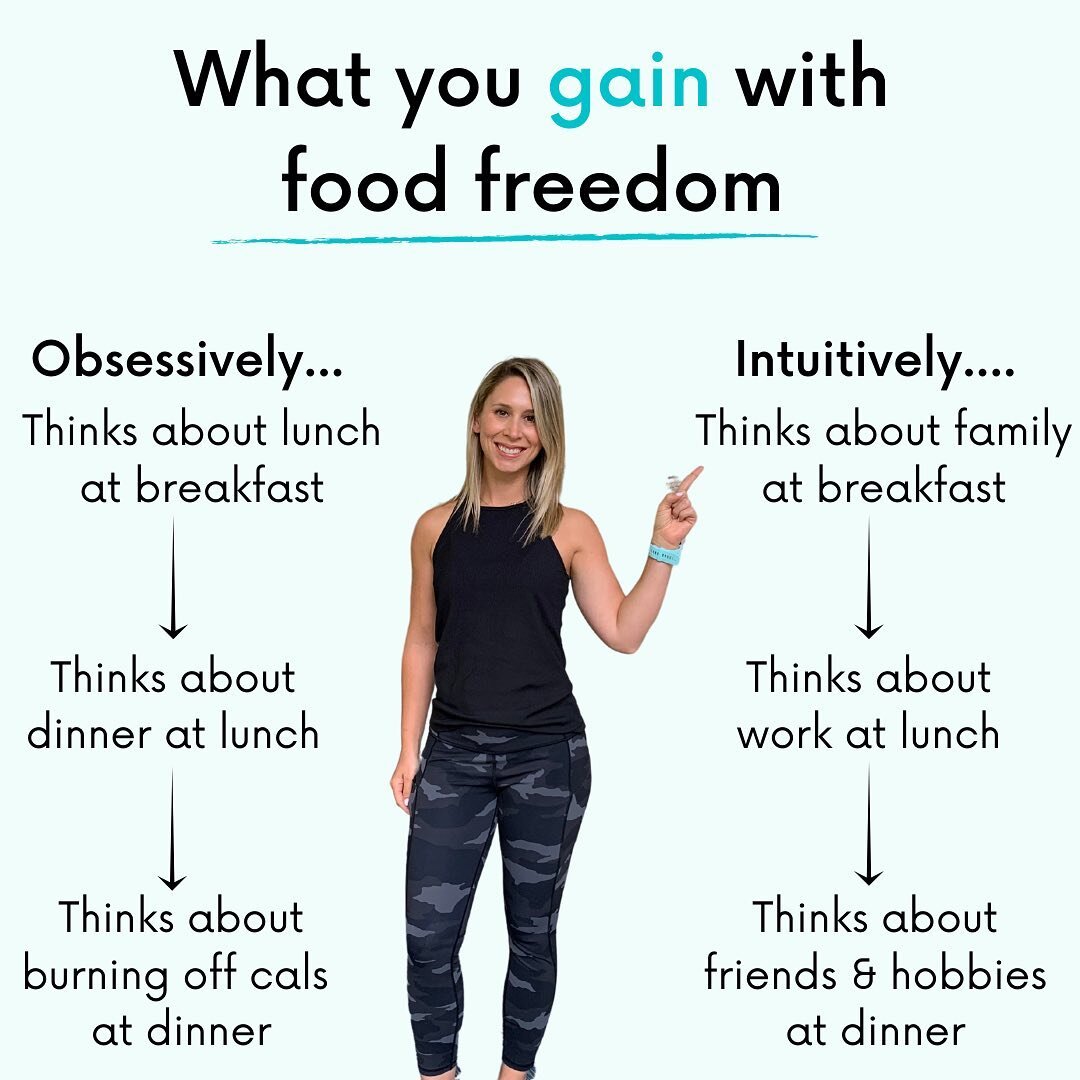 Do you know what 1️⃣ of the most common struggles that new clients report?&hellip;👇🏼

&ldquo;I think about food ALL day.&rdquo;

When you are restricting your food via calorie counting, dieting, macro tracking, etc&hellip;.not only does it take up 