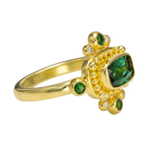 Green Tourmaline Ring in 22k Gold