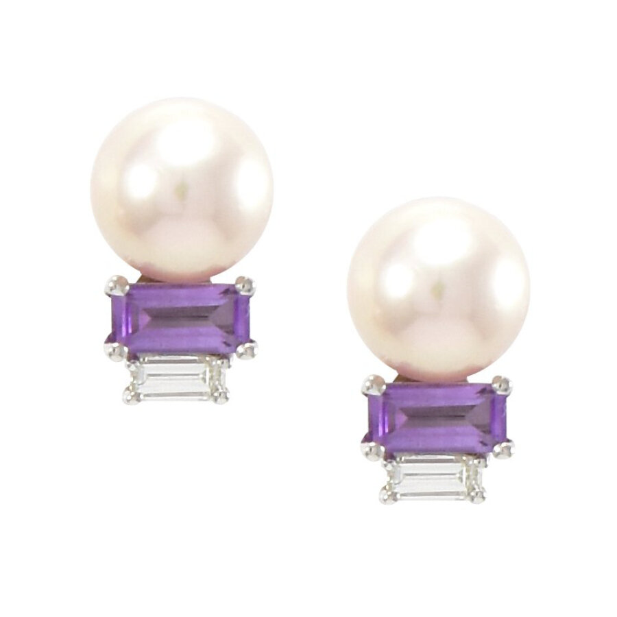 14k Yellow Gold Amethyst And Seed Pearl Earrings | Dickinson Jewelers |  Dunkirk, MD