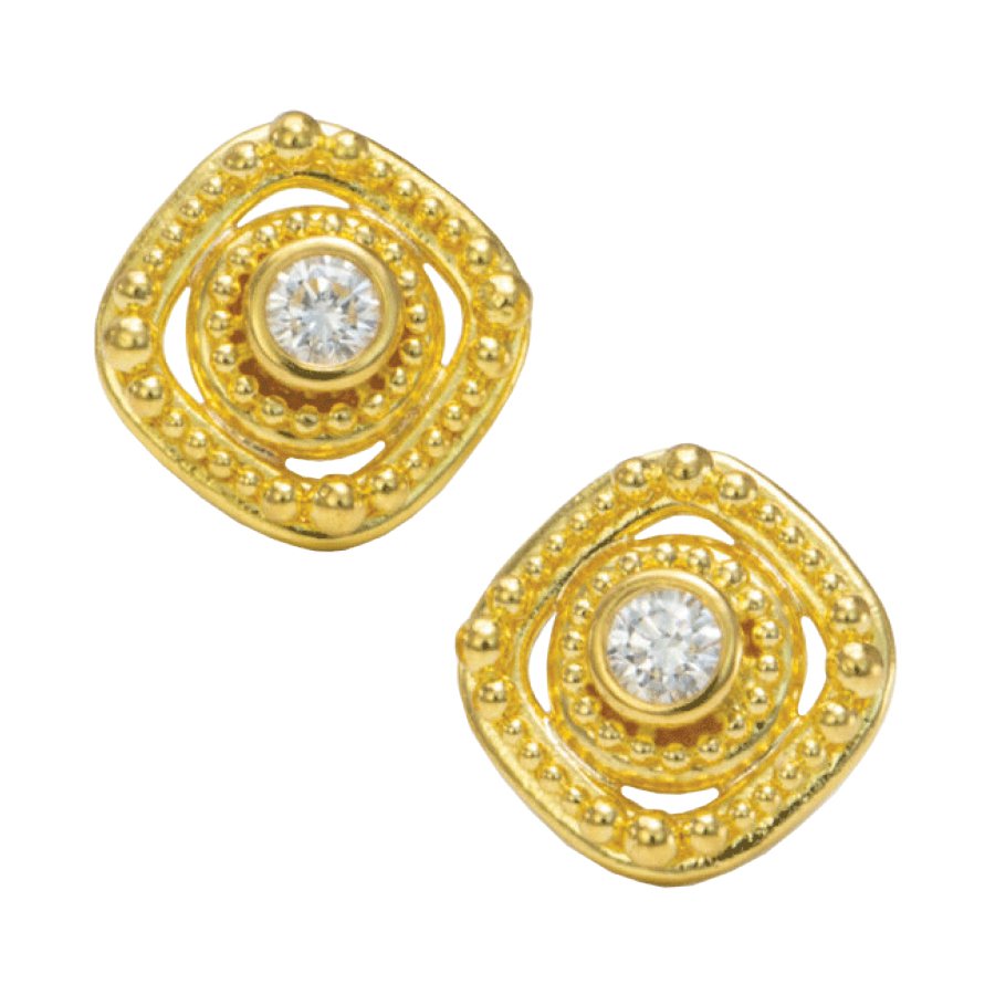 22K Gold Statement Earrings Studs — All The Brilliants