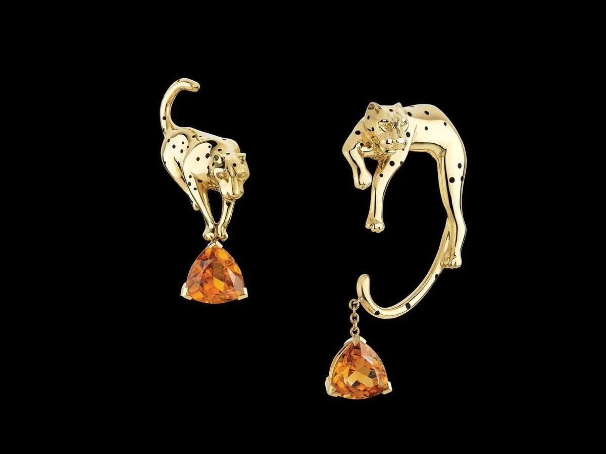 mandarine garnet panther earrings